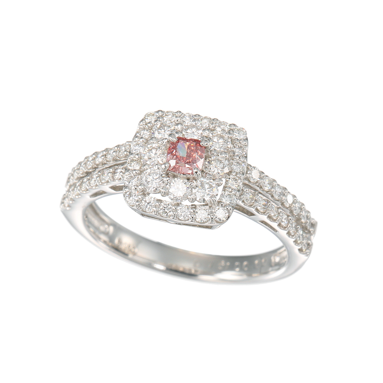 プラチナストーリー プラチナ９５０ ファンシーディープピンク クッションカット ダイヤモンドリング ＜鑑定書付＞