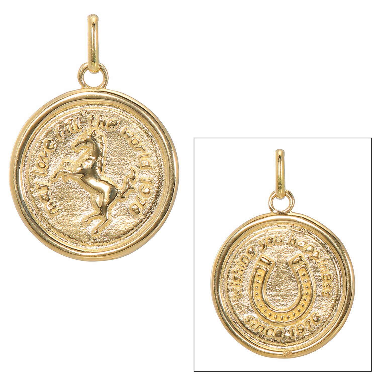 ケーグランツ １８Ｋ ホースモティーフ リバーシブル コイン風ペンダントトップ