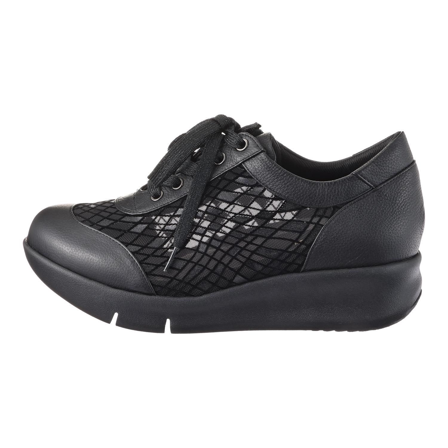 ミスキョウコ 日本製 牛革×チュール 厚底スニーカー