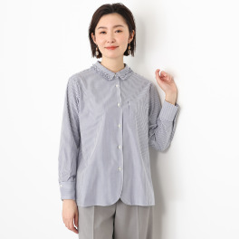 イフェメル／ ダブルフェーストーキョー 日本製 綿オックス フリル襟 ビッグシャツ