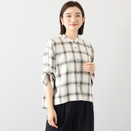 イフェメル／ ダブルフェーストーキョー 日本製 オンブレチェック ドルマンシャツ