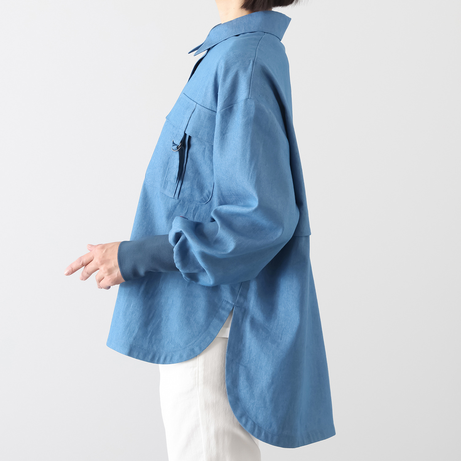 イクシーズ ロゴデザイン デニム オーバーシャツ