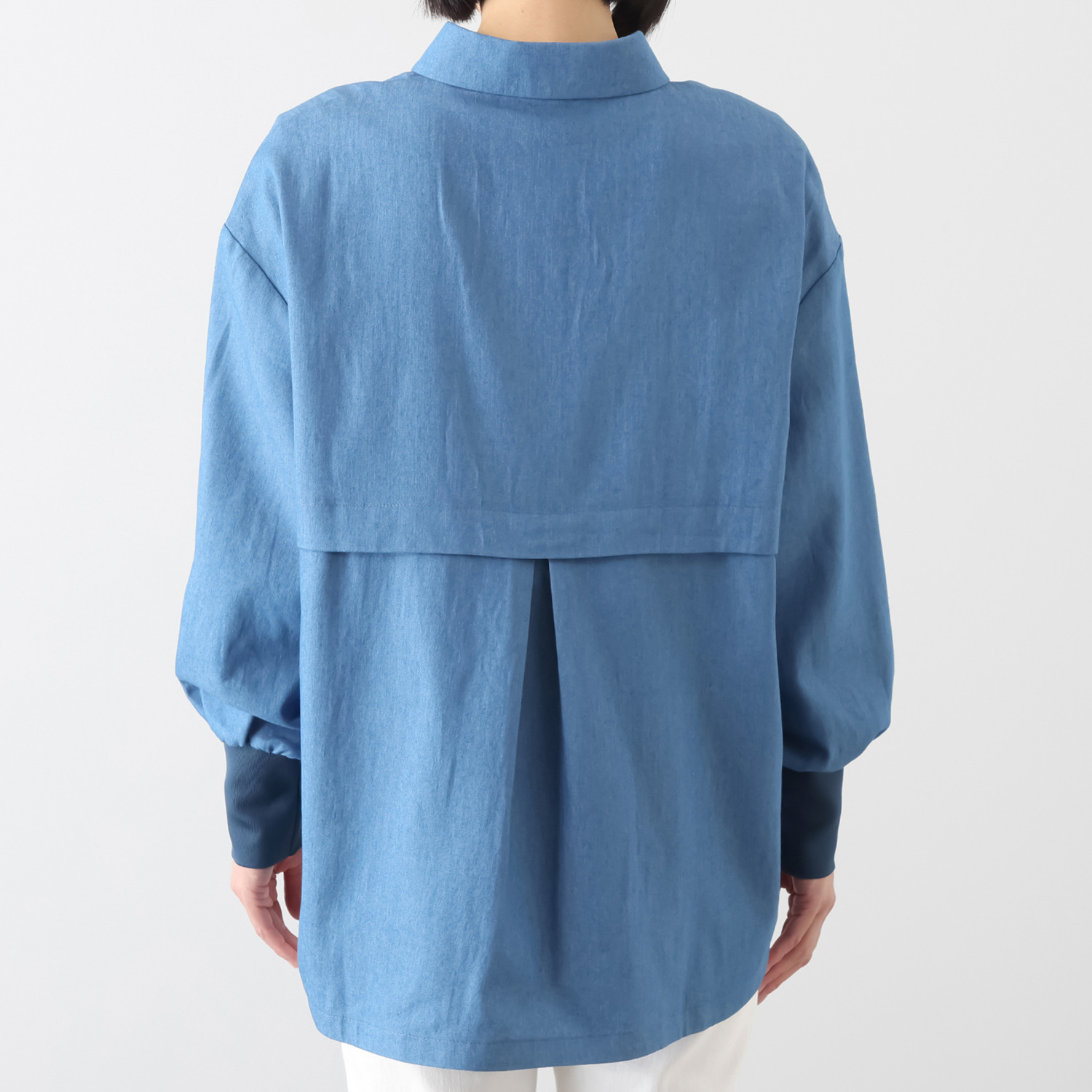 イクシーズ ロゴデザイン デニム オーバーシャツ