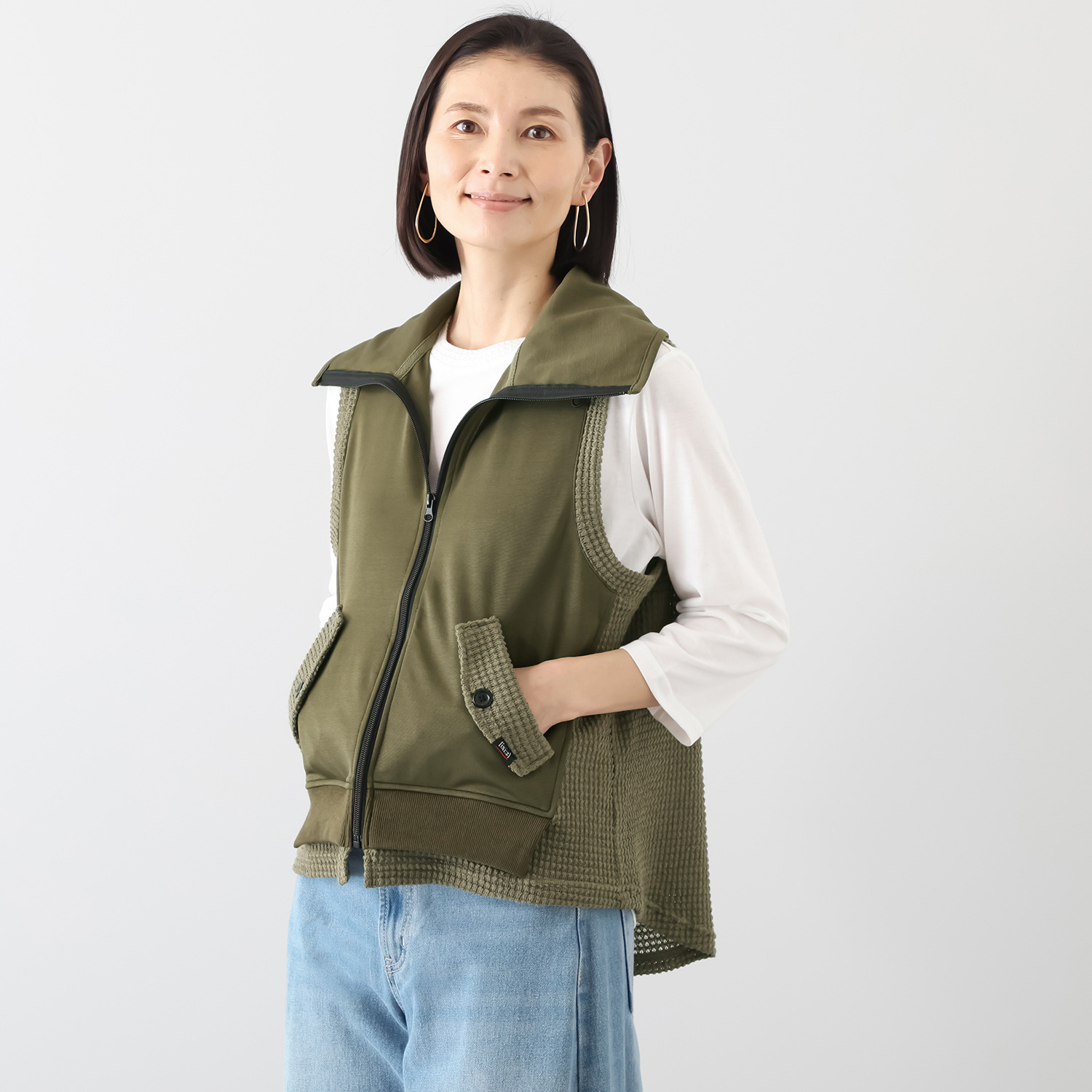 イクシーズ 異素材ドッキング ミリタリーベスト