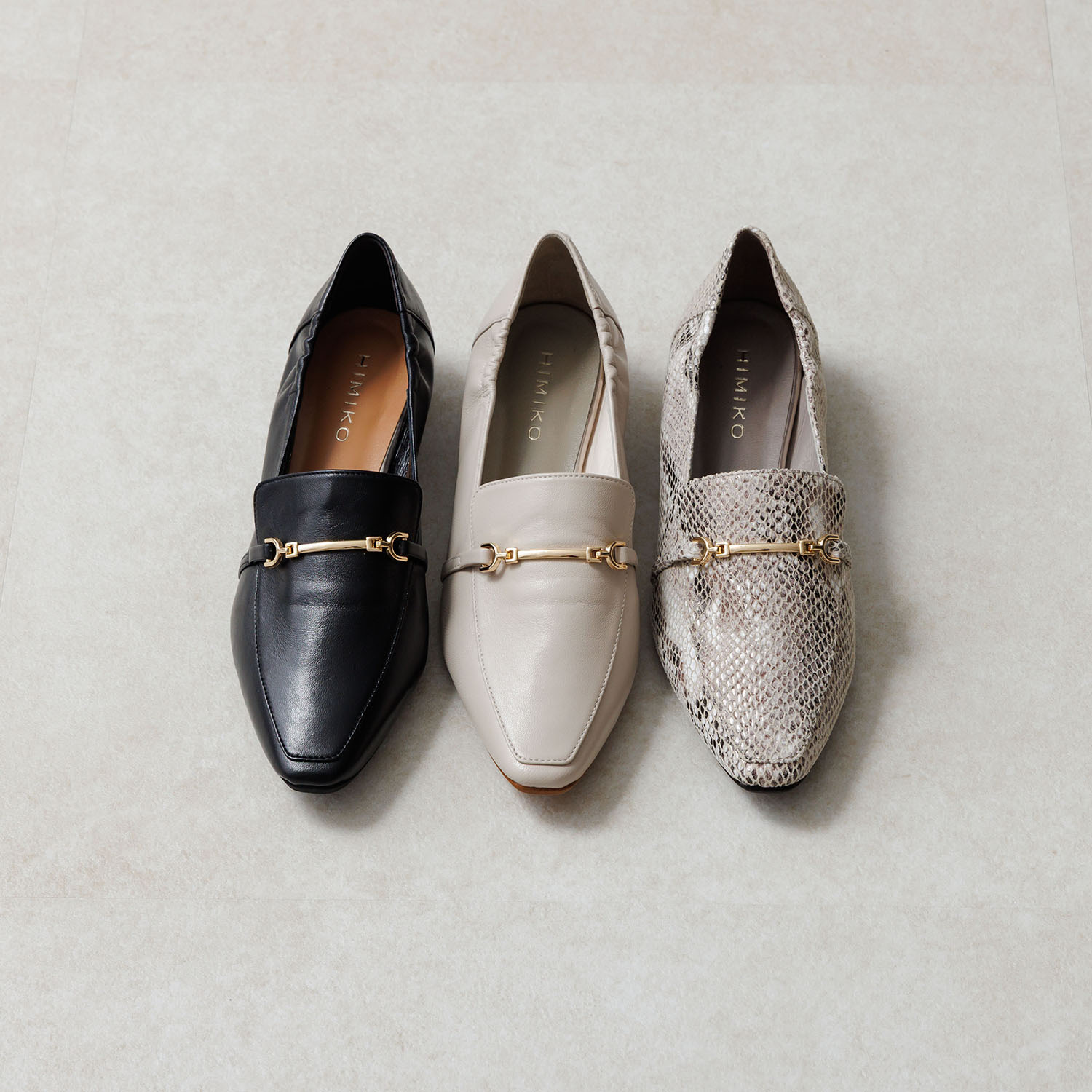 卑弥呼 はっ水レザー かかとシャーリング ソフトローファー