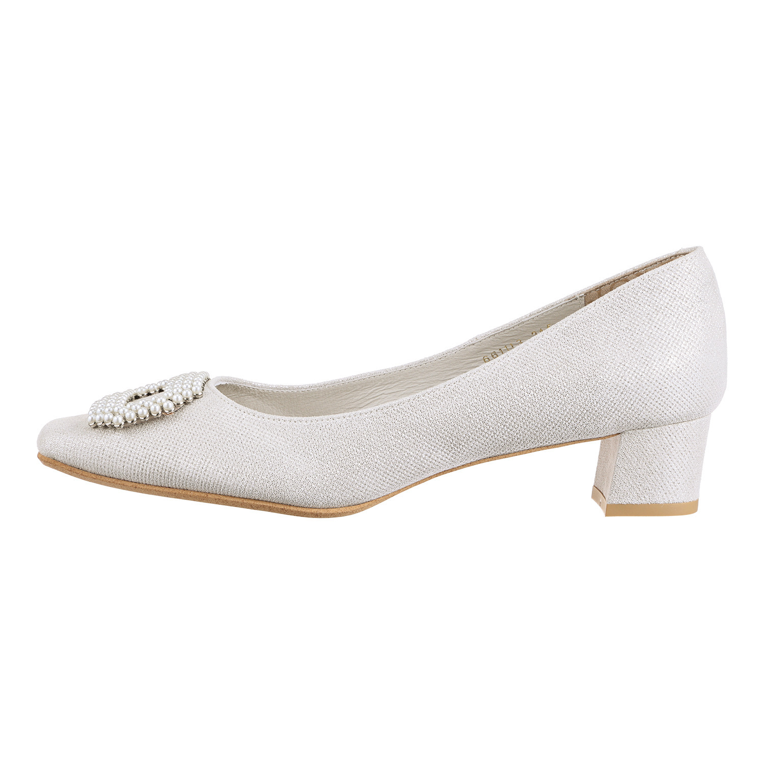 卑弥呼 はっ水レザー ４ｃｍヒール パールビジュウパンプス