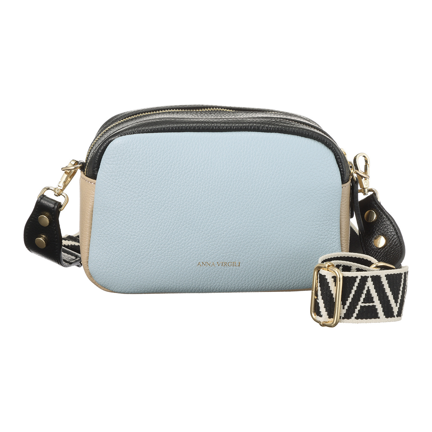 アンナヴィルジリ イタリア製 カーフシュリンク型押し ロゴショルダーバッグ “マチルダ”