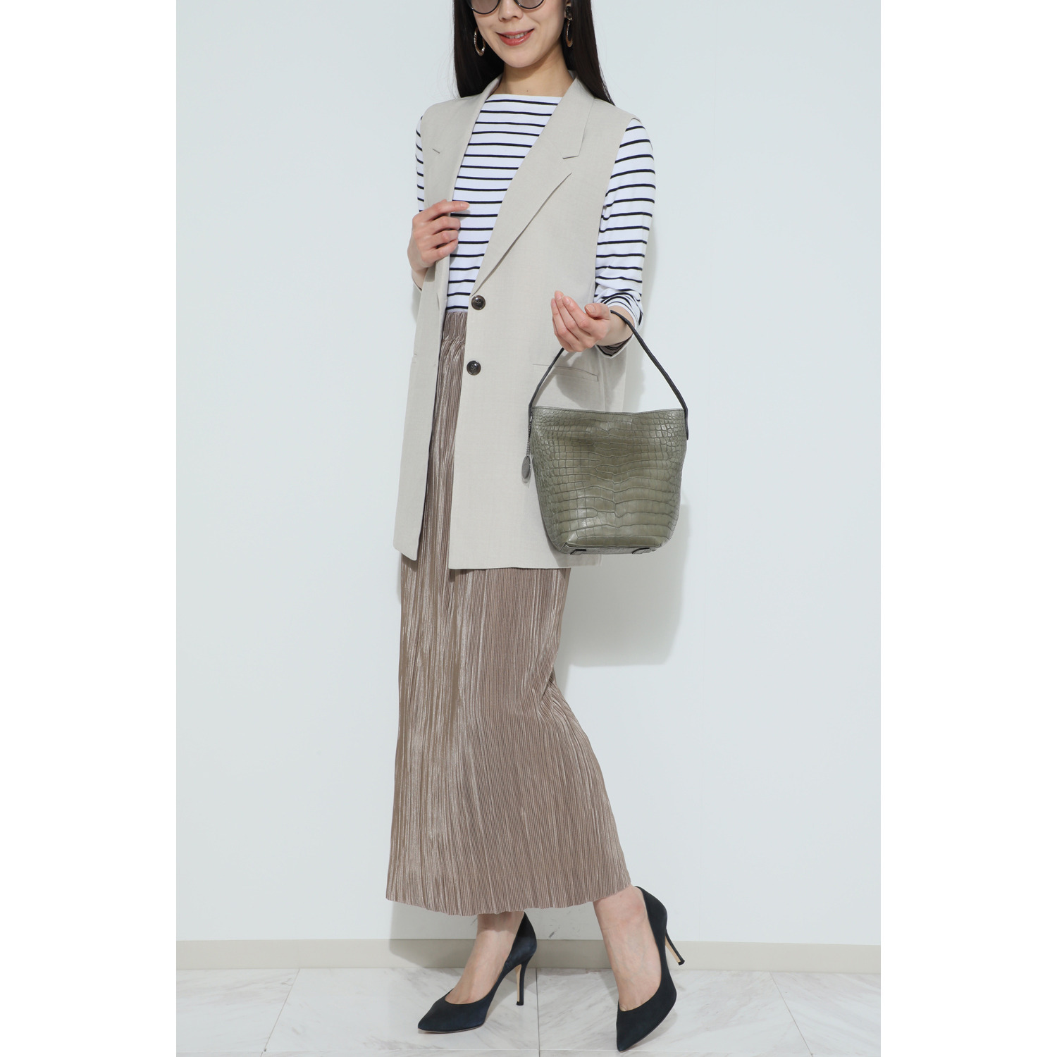 ペレリールッソ 日本製 ポロサスクロコダイル ワンショルダー ２ウェイバッグ