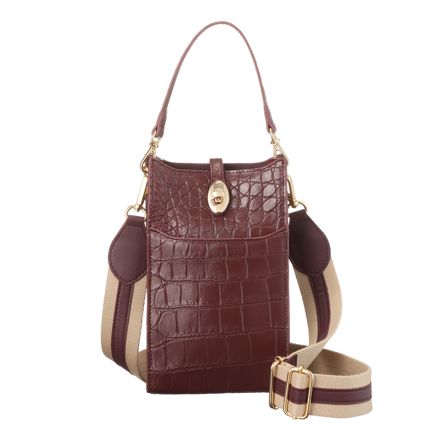 ペレリールッソ スペインタンナー セミシャイニング ソフトクロコダイル ミニショルダーバッグ