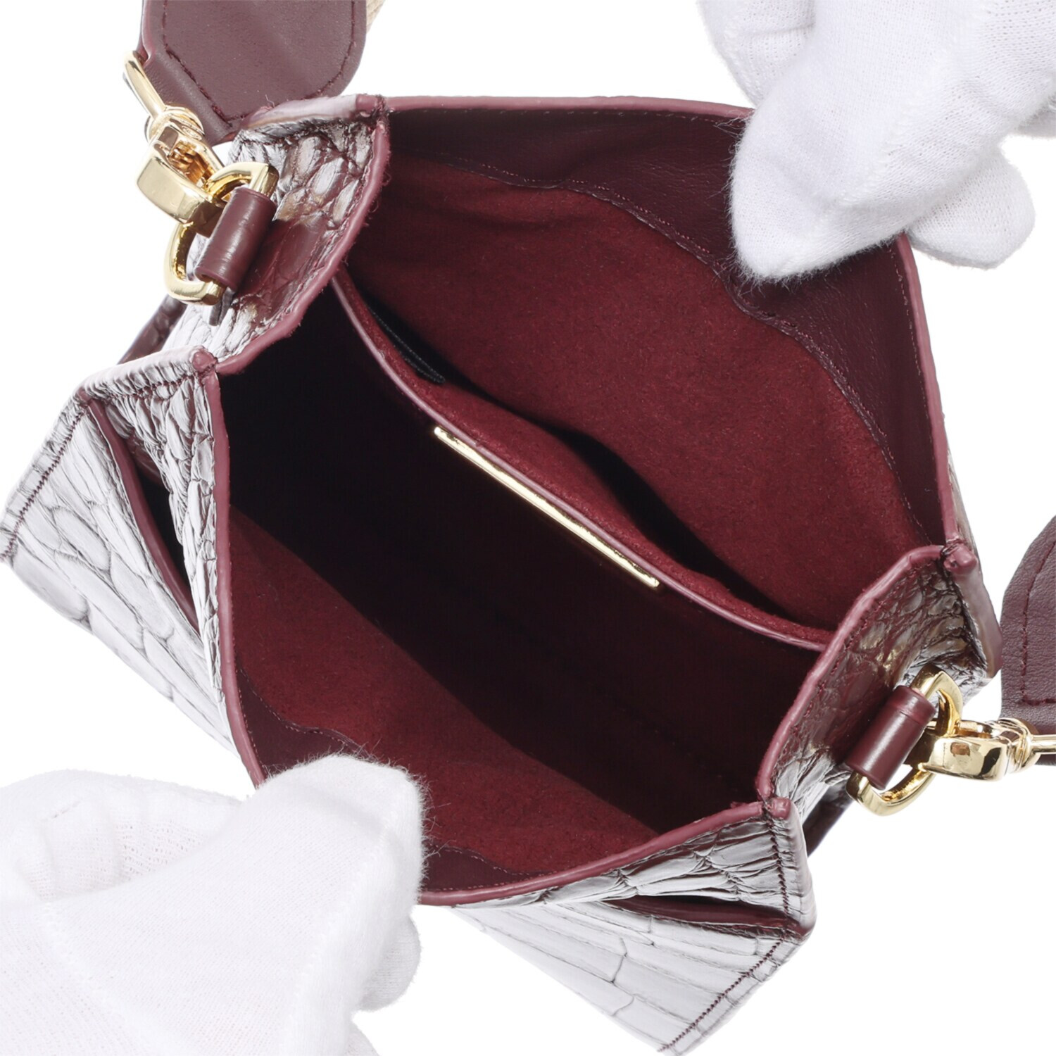 ペレリールッソ スペインタンナー セミシャイニング ソフトクロコダイル ミニショルダーバッグ