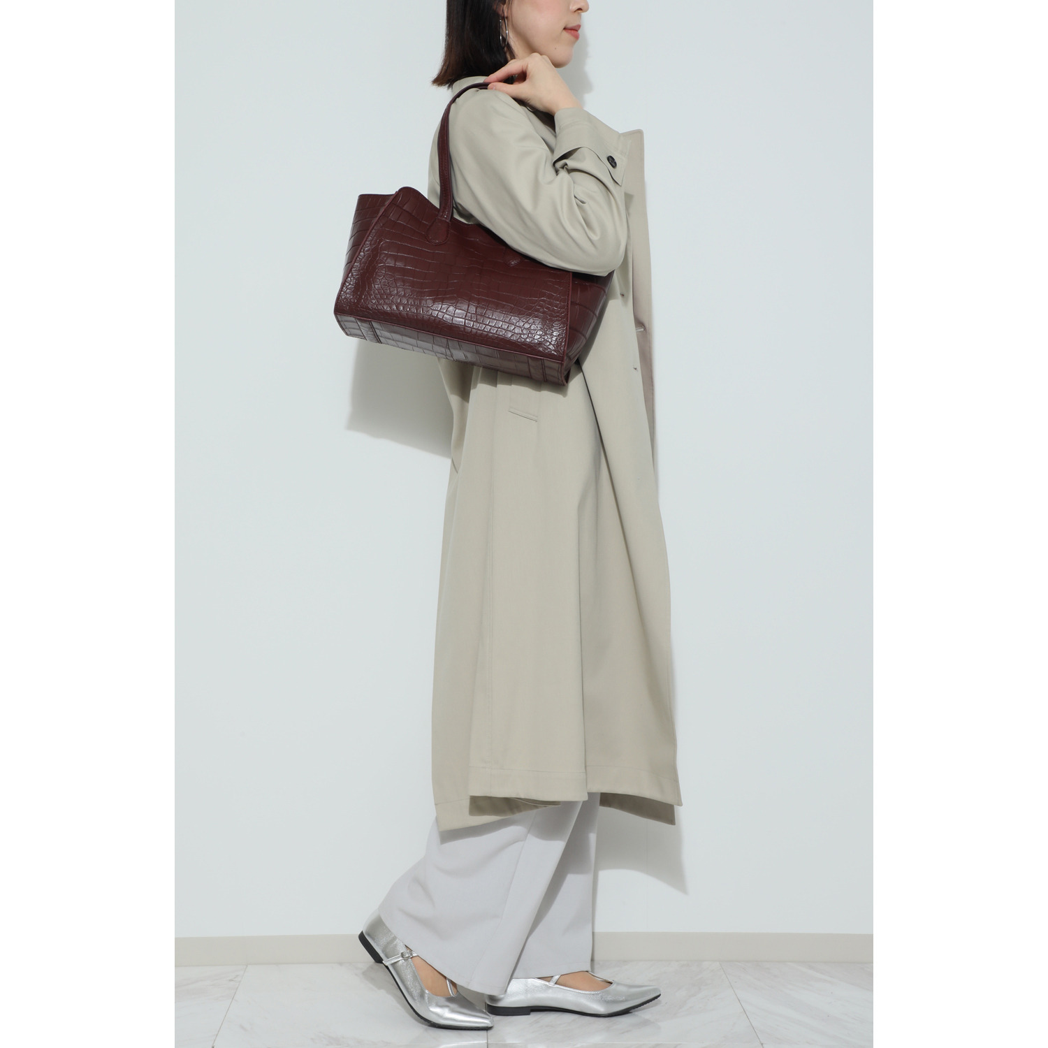 ペレリールッソ スペインタンナー セミシャイニング ソフトクロコダイル トートバッグ