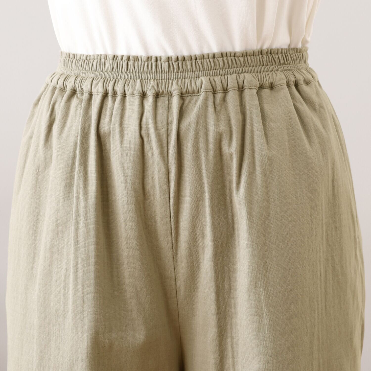 ヘ・エラ コットンブレンド ストレッチダブルガーゼ パンツ