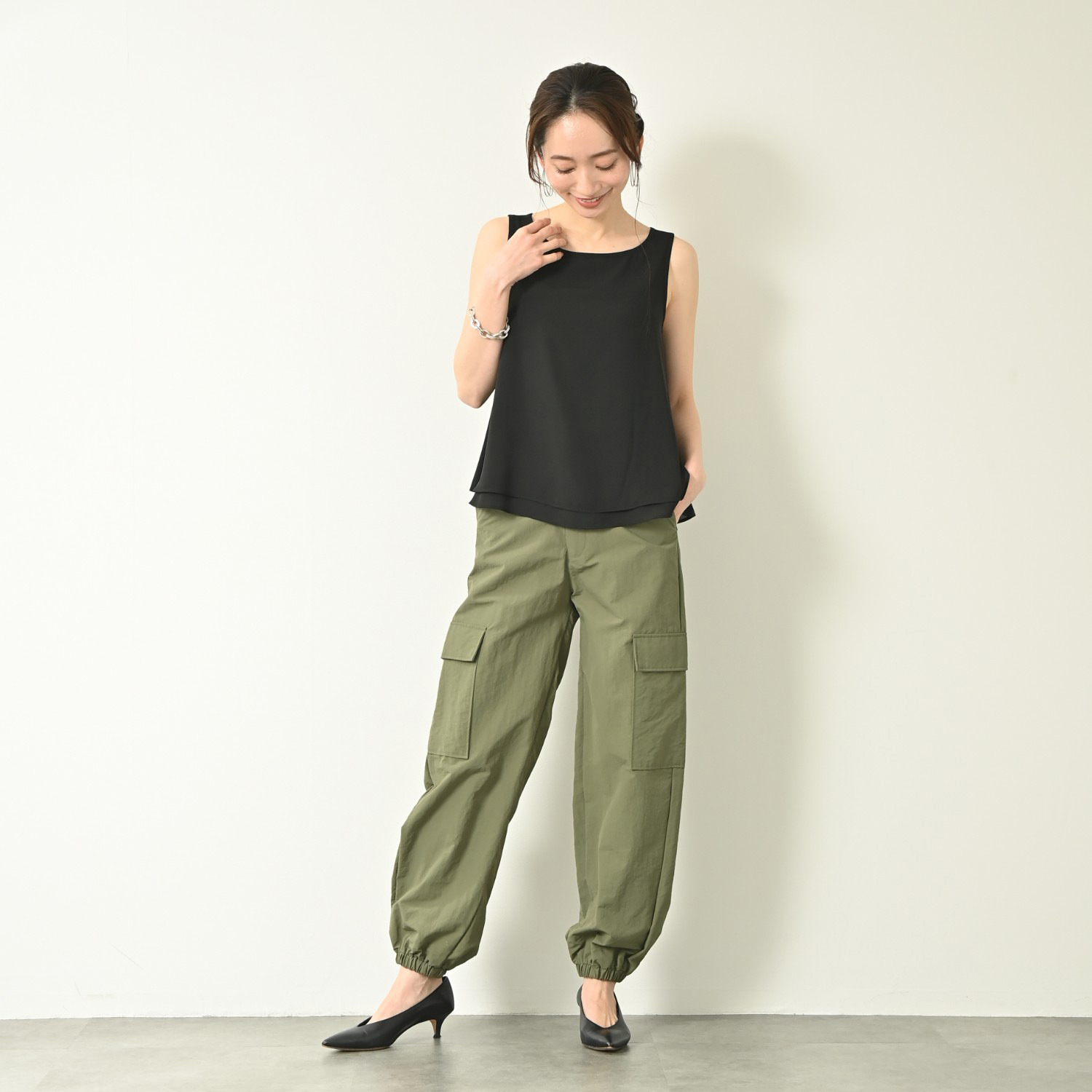 ＢＯＵＮＣＹ　ＢＯＮＤ ダブルレイヤード とろみシフォン フレアープルオーバー