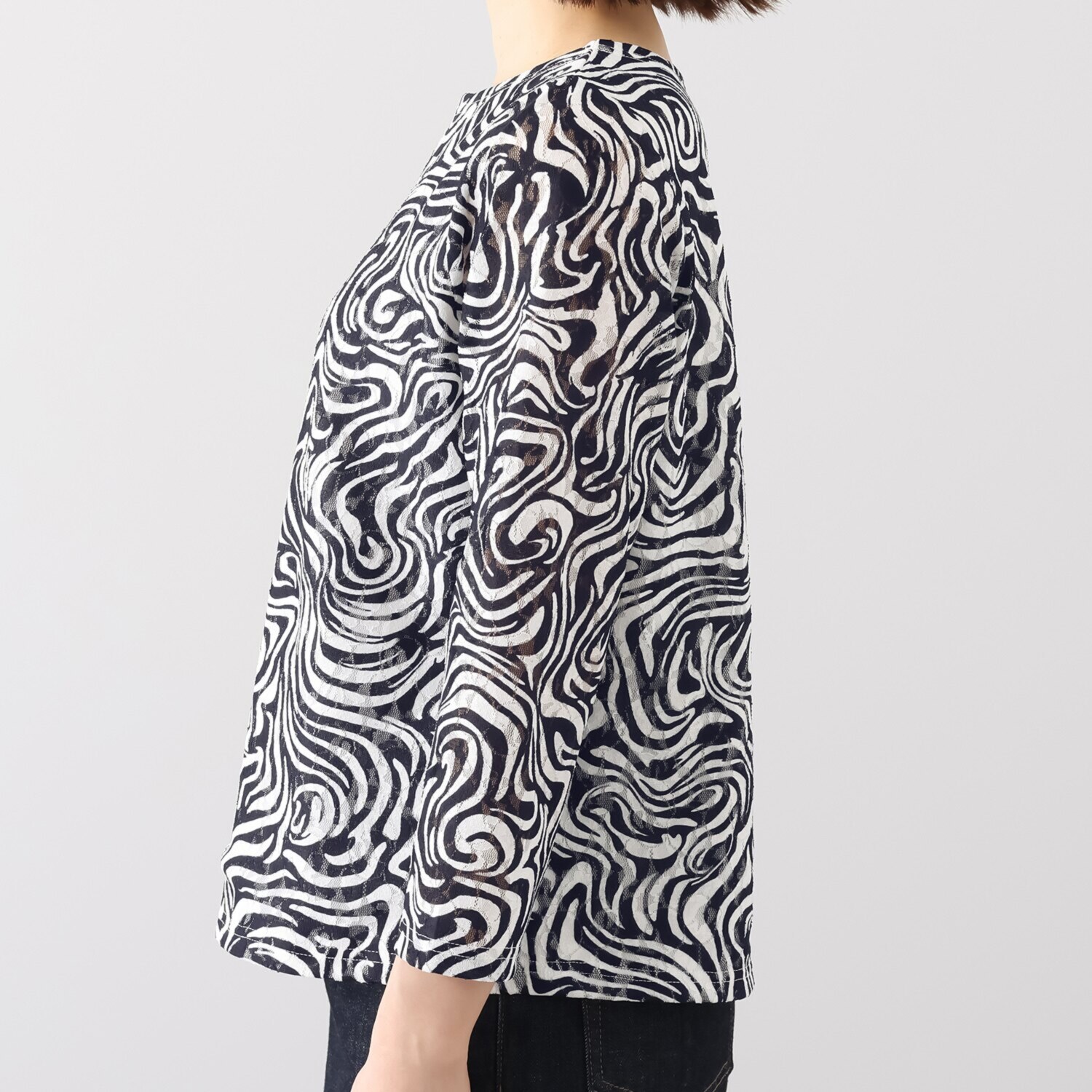 レイメイヤーズ マーブル柄 シアーカットソー プルオーバー