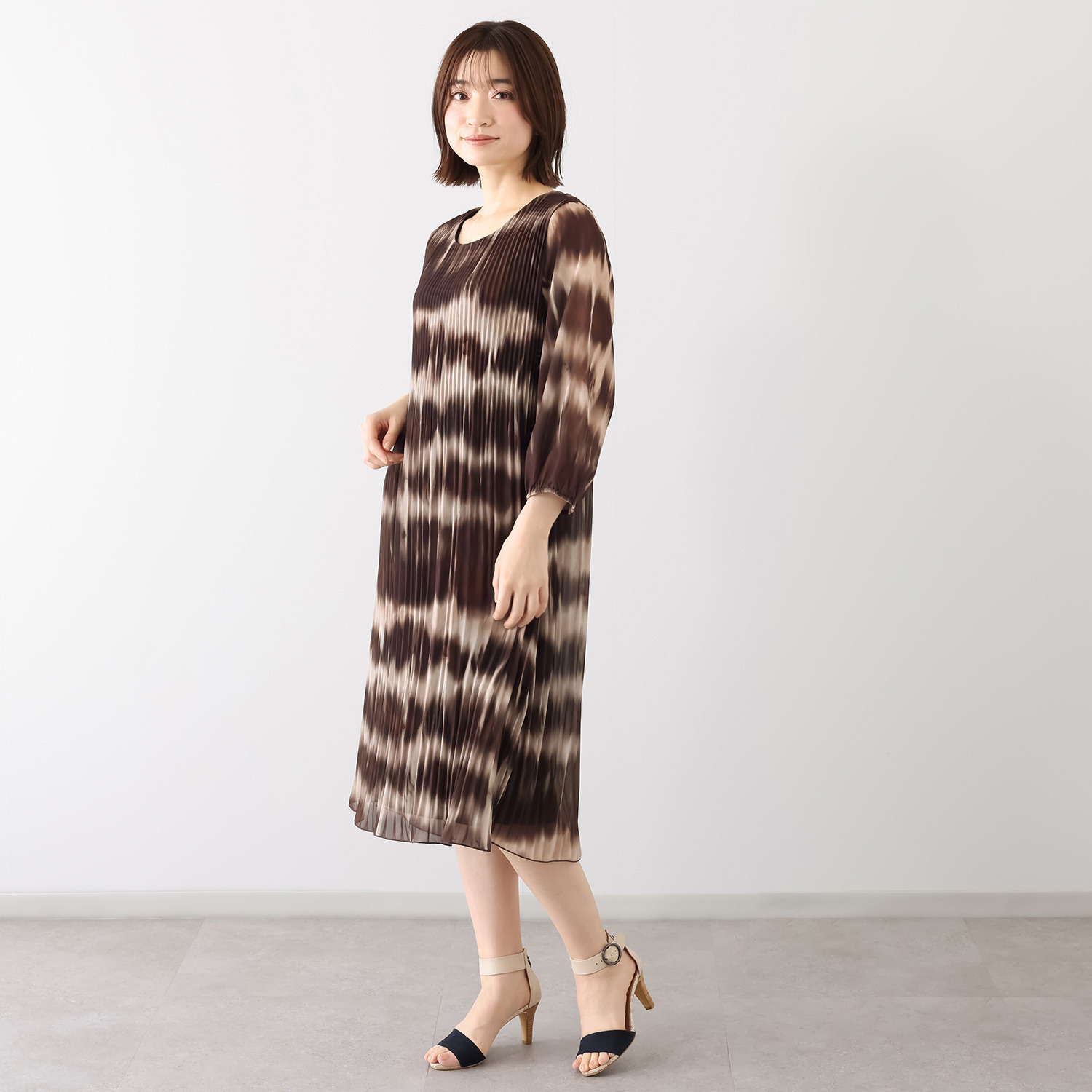 レイメイヤーズ イタリア製 シフォン プリントワンピース