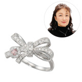 ディーラリエ プラチナ９５０ ファンシーインテンス ピンクダイヤモンド リボンモティーフリング ＜鑑定書付＞