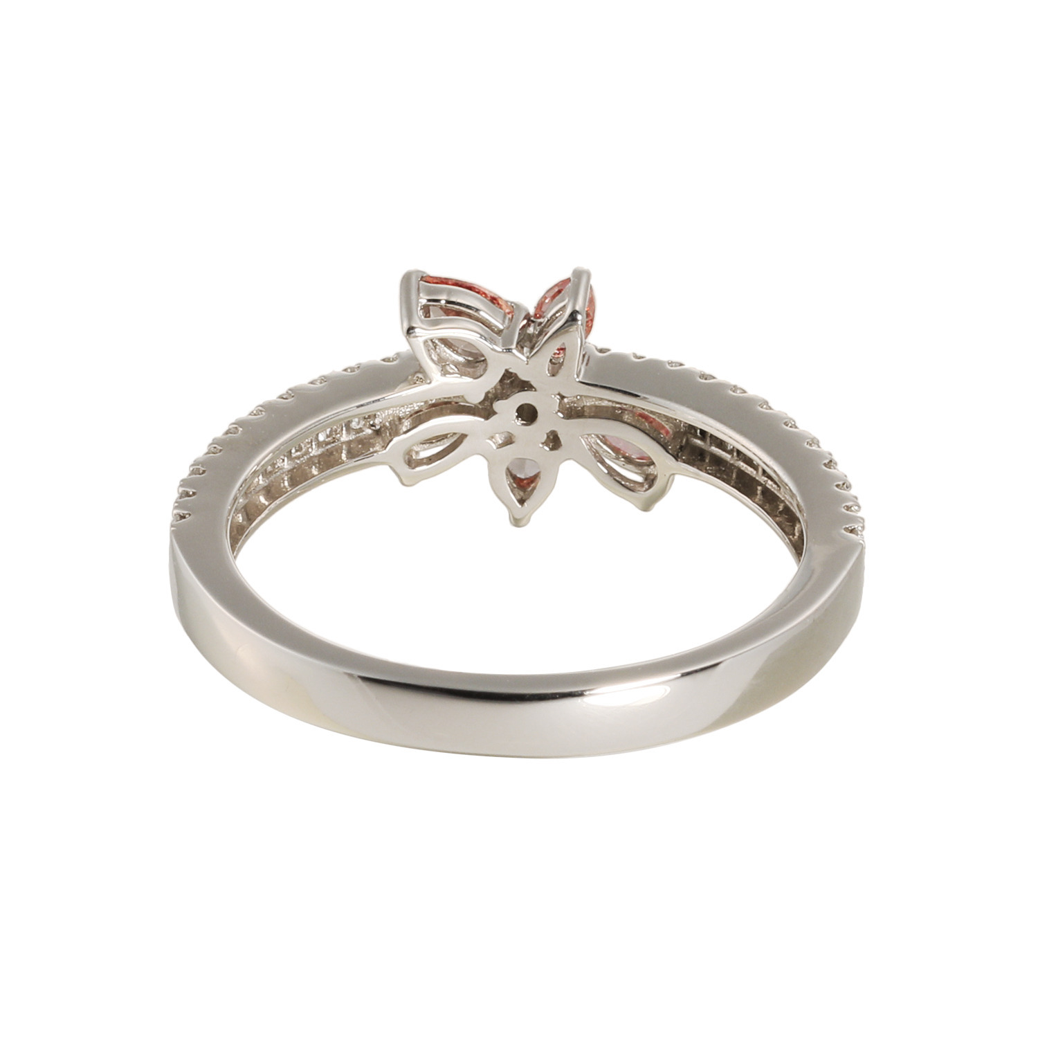 ディーラリエ プラチナ９５０ ファンシーインテンス ピンクダイヤモンド フラワーモティーフリング ＜鑑定書付＞