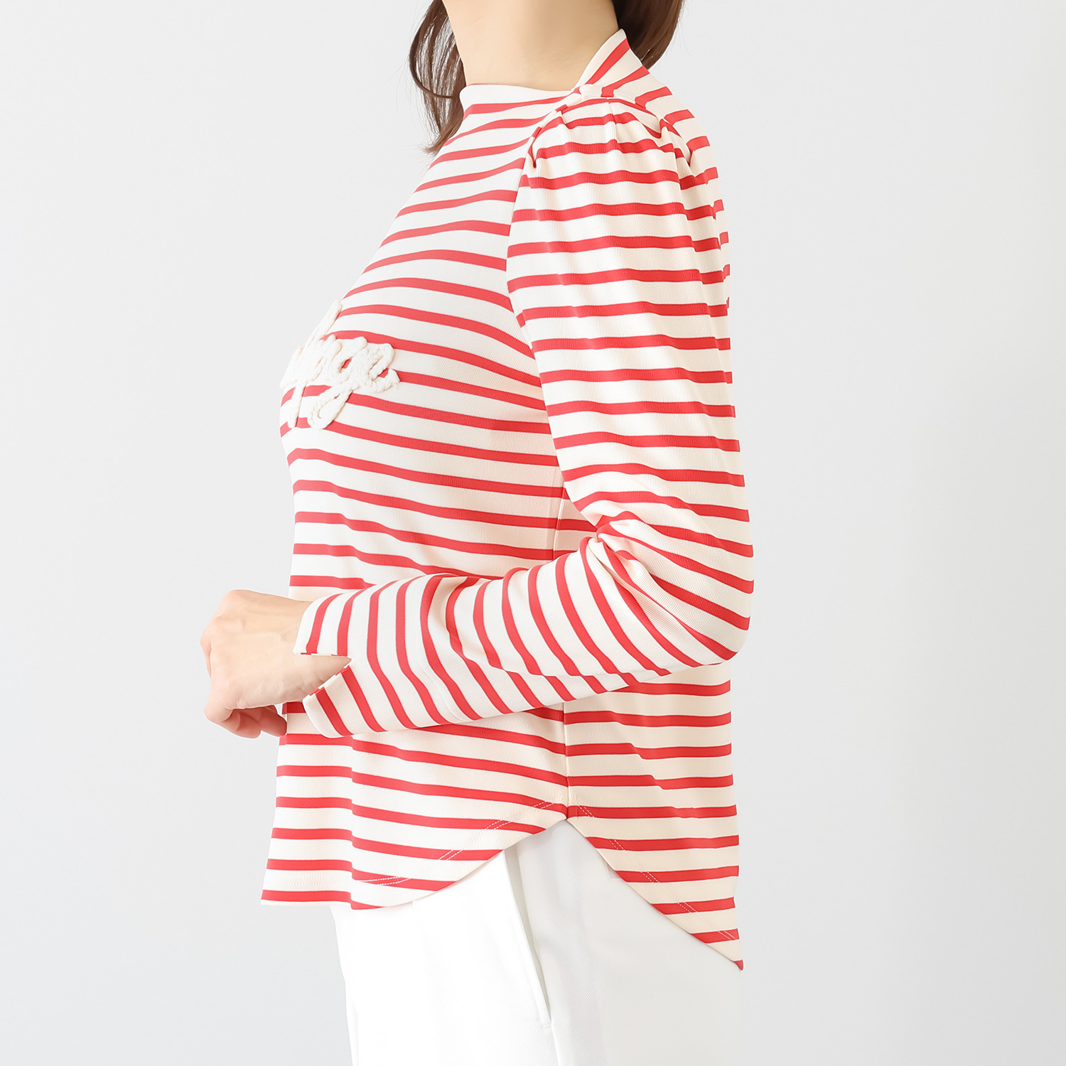 ボン・ブリコラージュ バイ　レイコ・ホウセンジ マリン調の エレガントカジュアルに！ コード刺しゅうもかわいい ボートネックプルオーバー