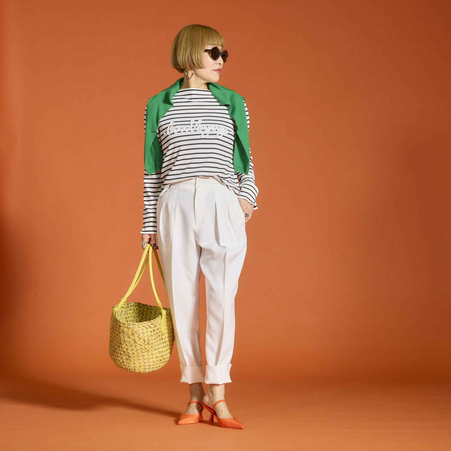 ボン・ブリコラージュ バイ　レイコ・ホウセンジ マリン調の エレガントカジュアルに！ コード刺しゅうもかわいい ボートネックプルオーバー