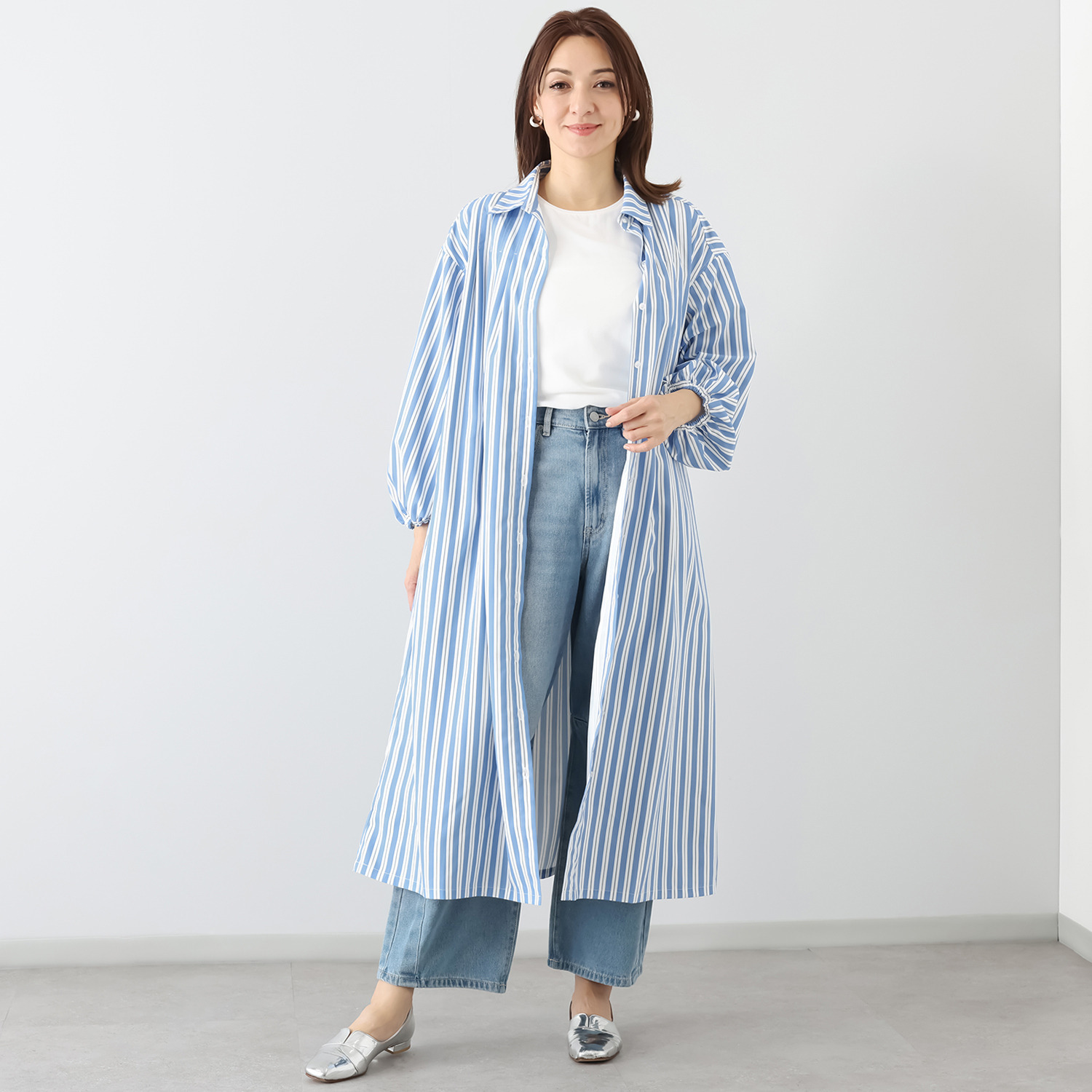 ボン・ブリコラージュ バイ　レイコ・ホウセンジ １枚でも、羽織っても。 オリジナルプリント シャツワンピース