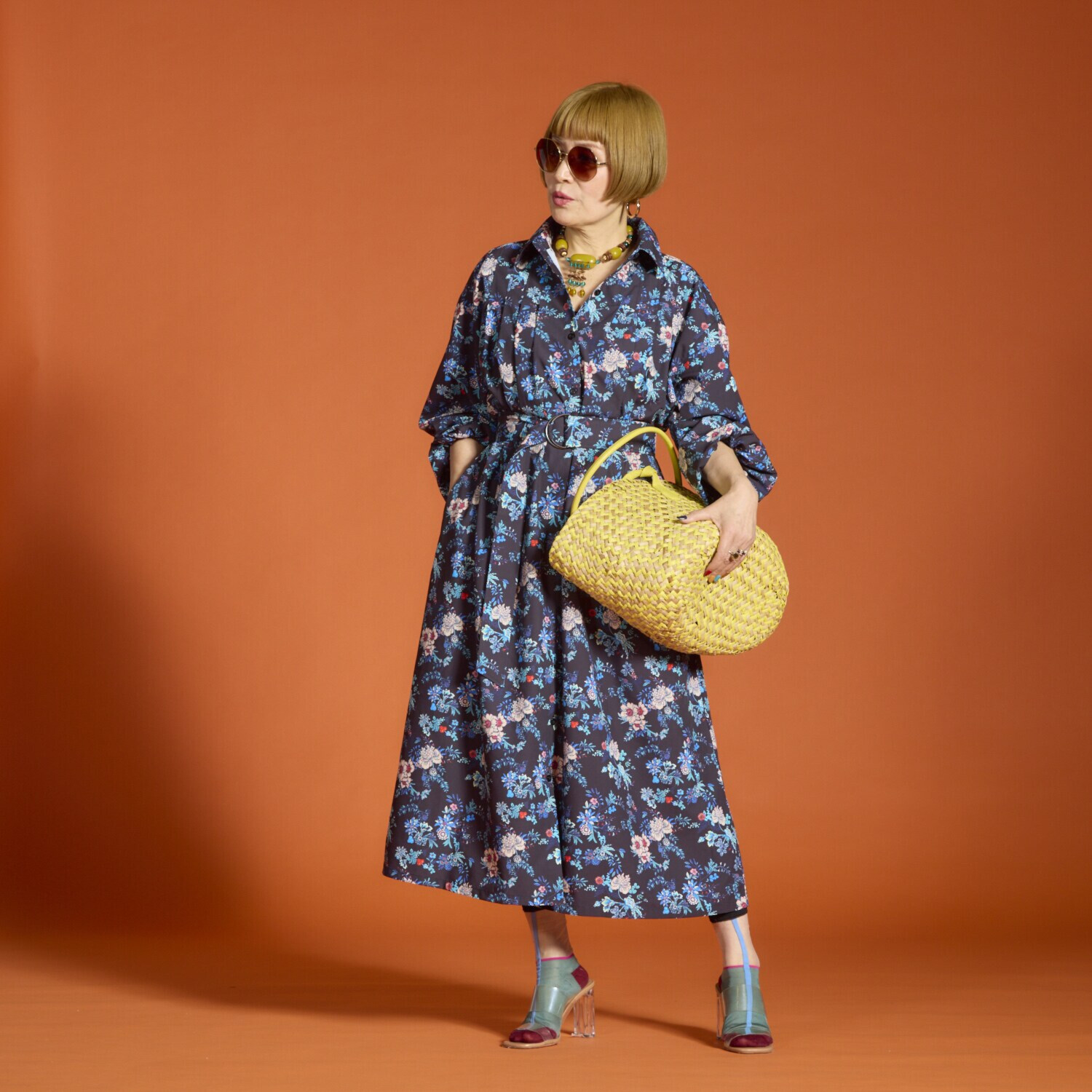 ボン・ブリコラージュ バイ　レイコ・ホウセンジ １枚でも、羽織っても。 オリジナルプリント シャツワンピース