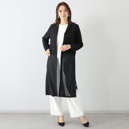 ミニマライズプラス 春らしい軽やかさ トレンドを取り入れた 大人スタイリッシュな 異素材使いの ロングコート