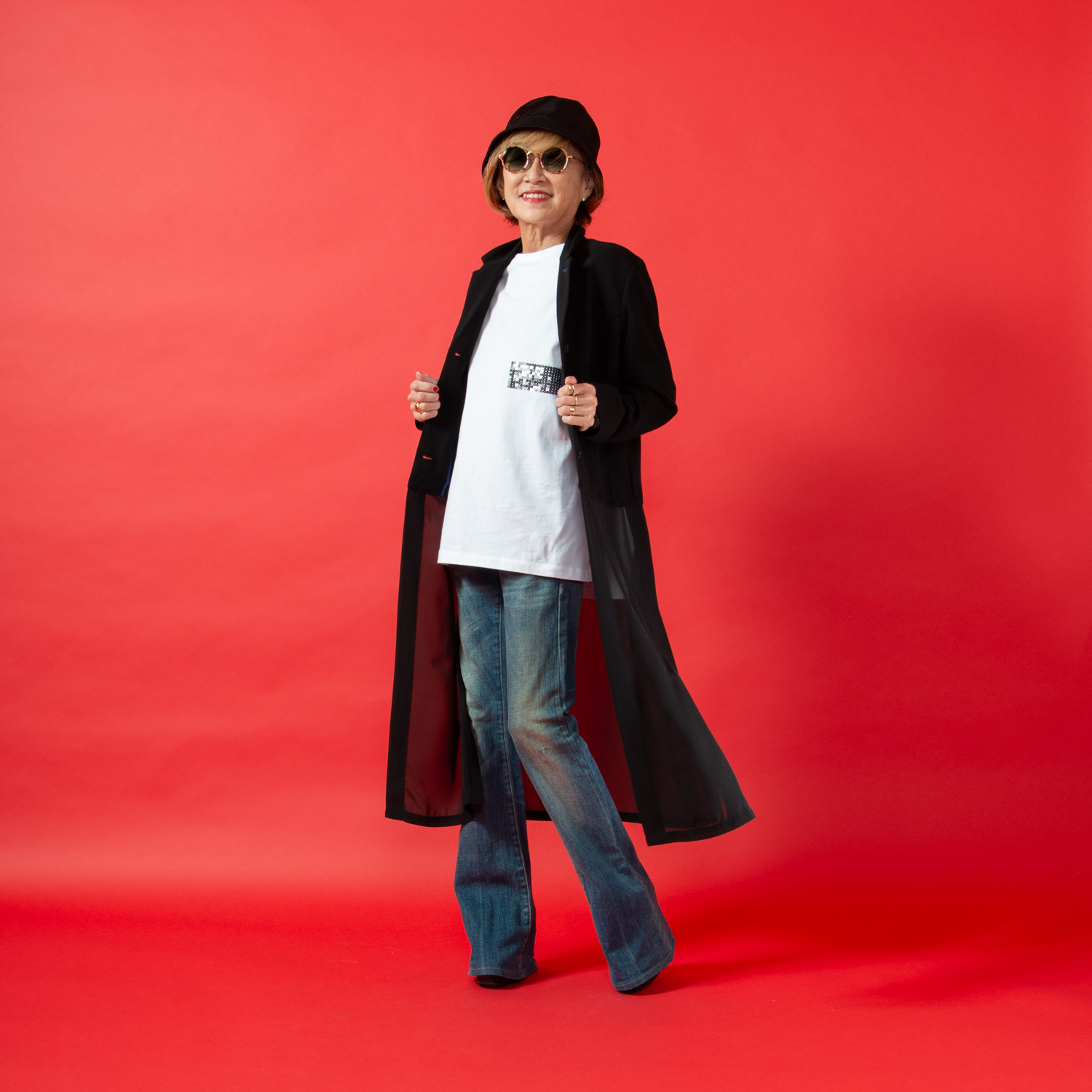 ミニマライズプラス 春らしい軽やかさ トレンドを取り入れた 大人スタイリッシュな 異素材使いの ロングコート