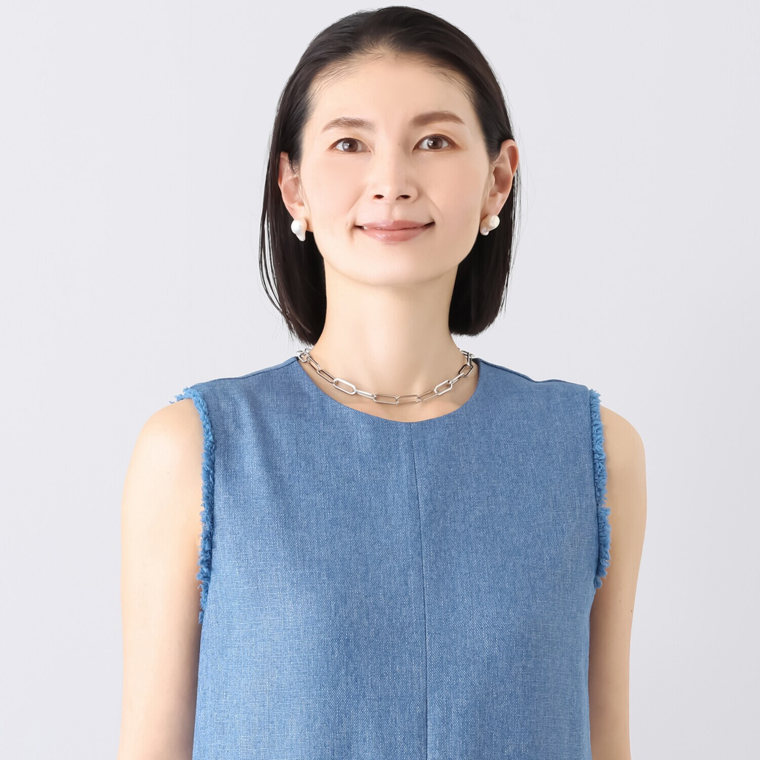 大粒淡水バロックパール＆ ステンレスチェーン ネックレス２本セット