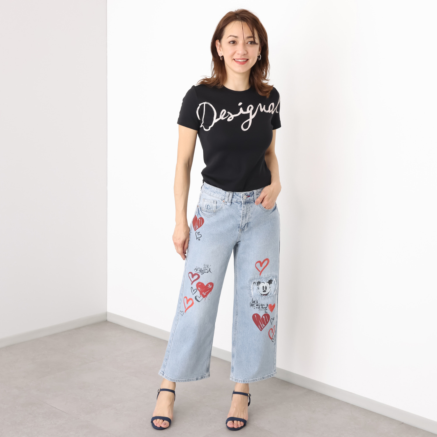 デシグアル ミッキーマウス プリントデニムパンツ