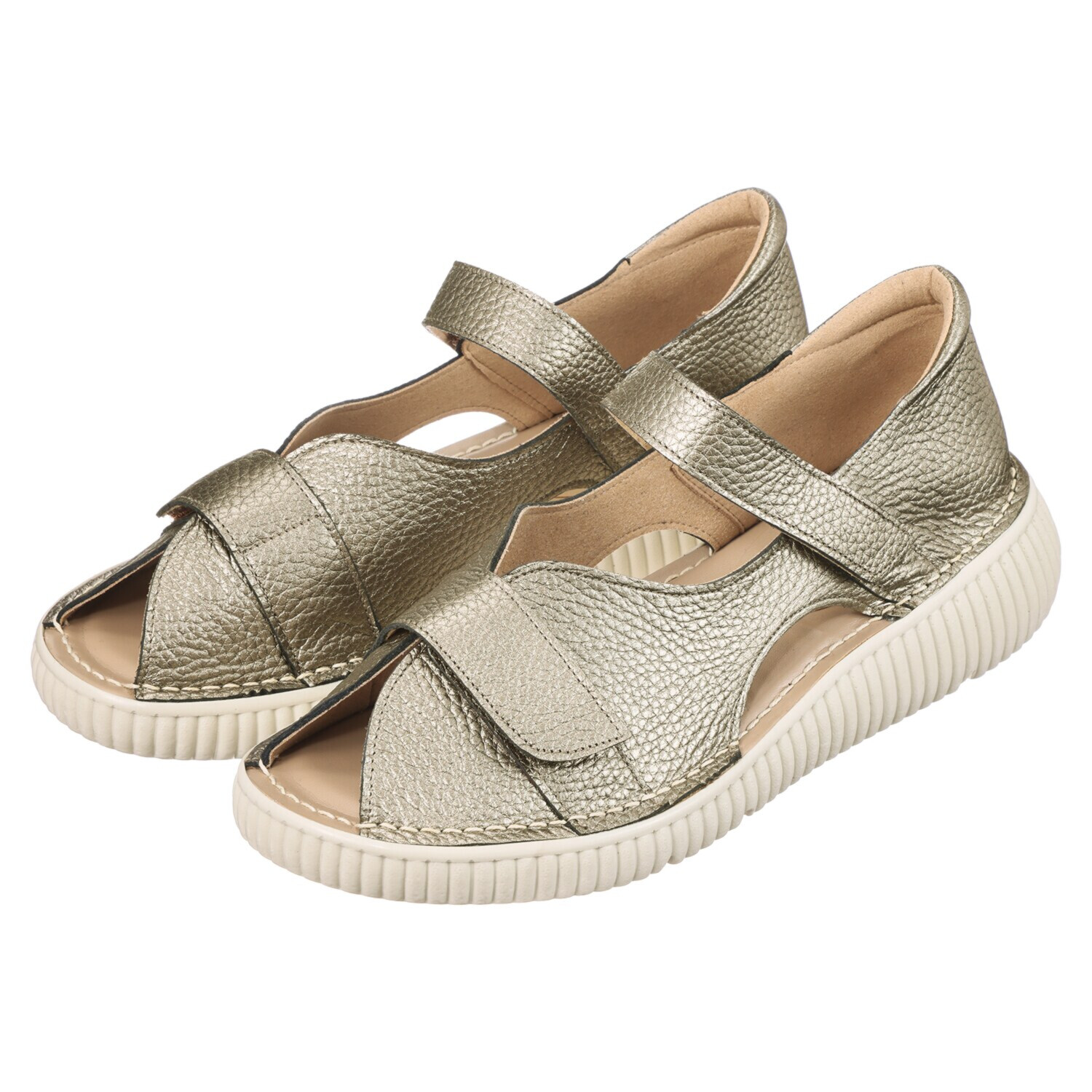 ＪＳハートレーベル 純日本製 やわらか姫路レザー 甲を自在に調整できる コンフォートサンダル