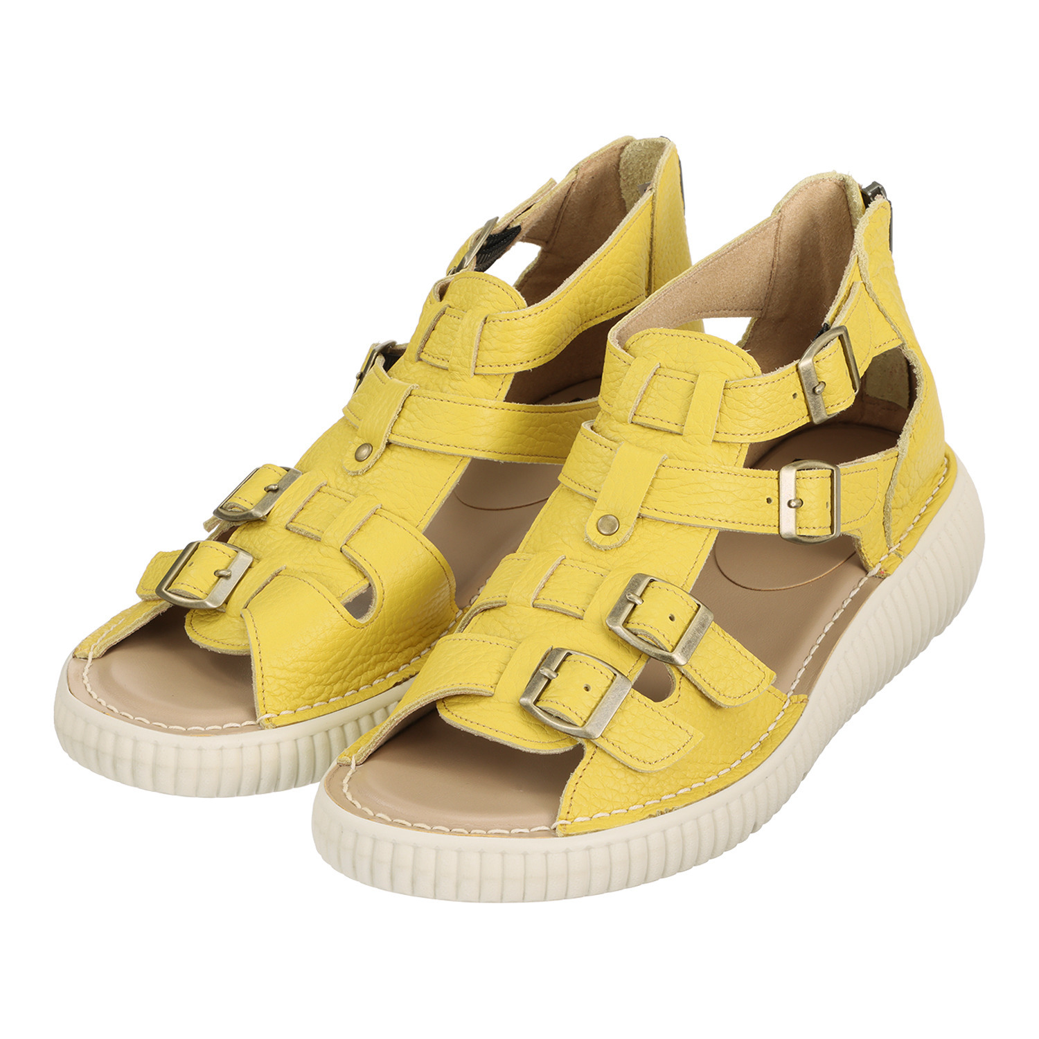 ＪＳハートレーベル 純日本製 やわらか姫路レザー グラディエーターデザイン コンフォートサンダル