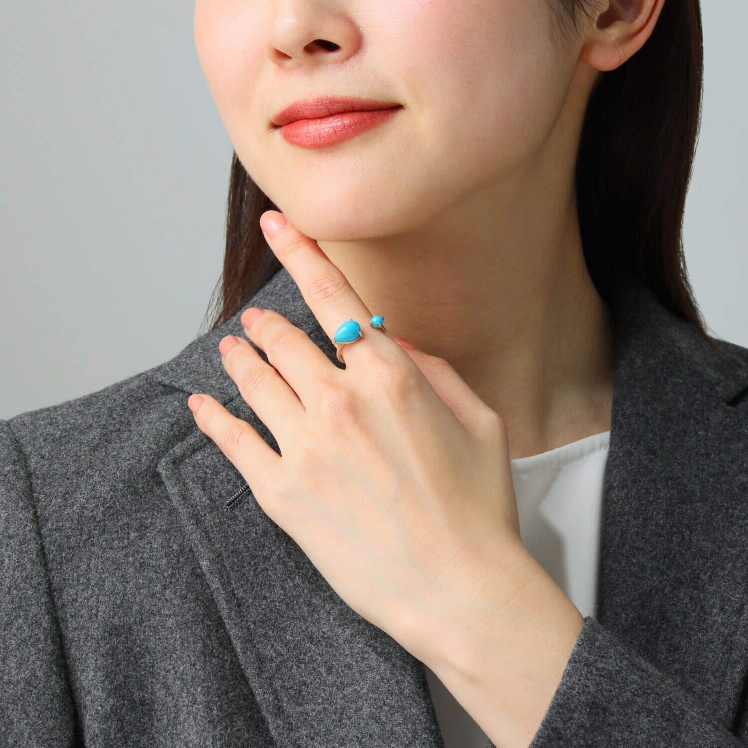 スリーピングビューティー プラチナ９５０ ターコイズ フォークデザインリング