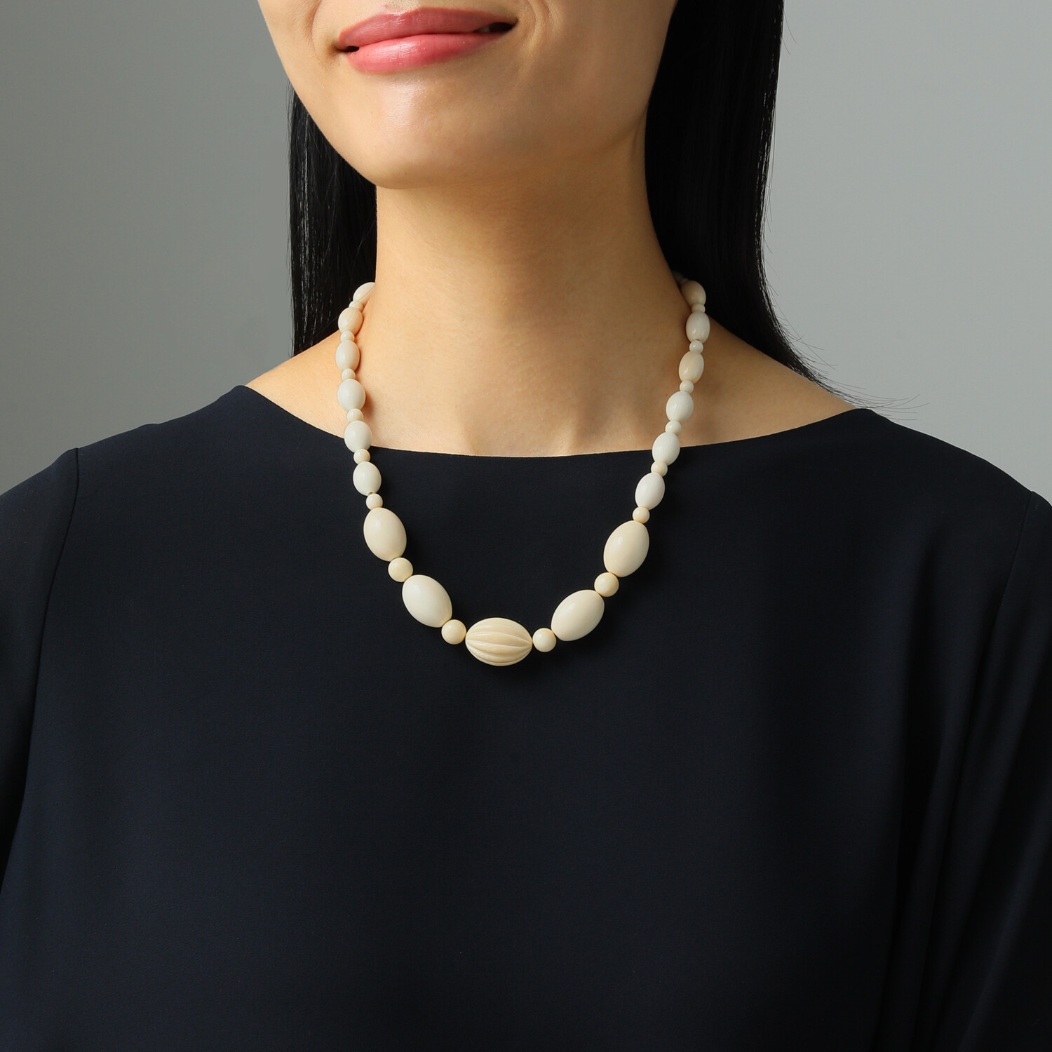 上方象牙 象牙 なつめ玉 グラデーションネックレス