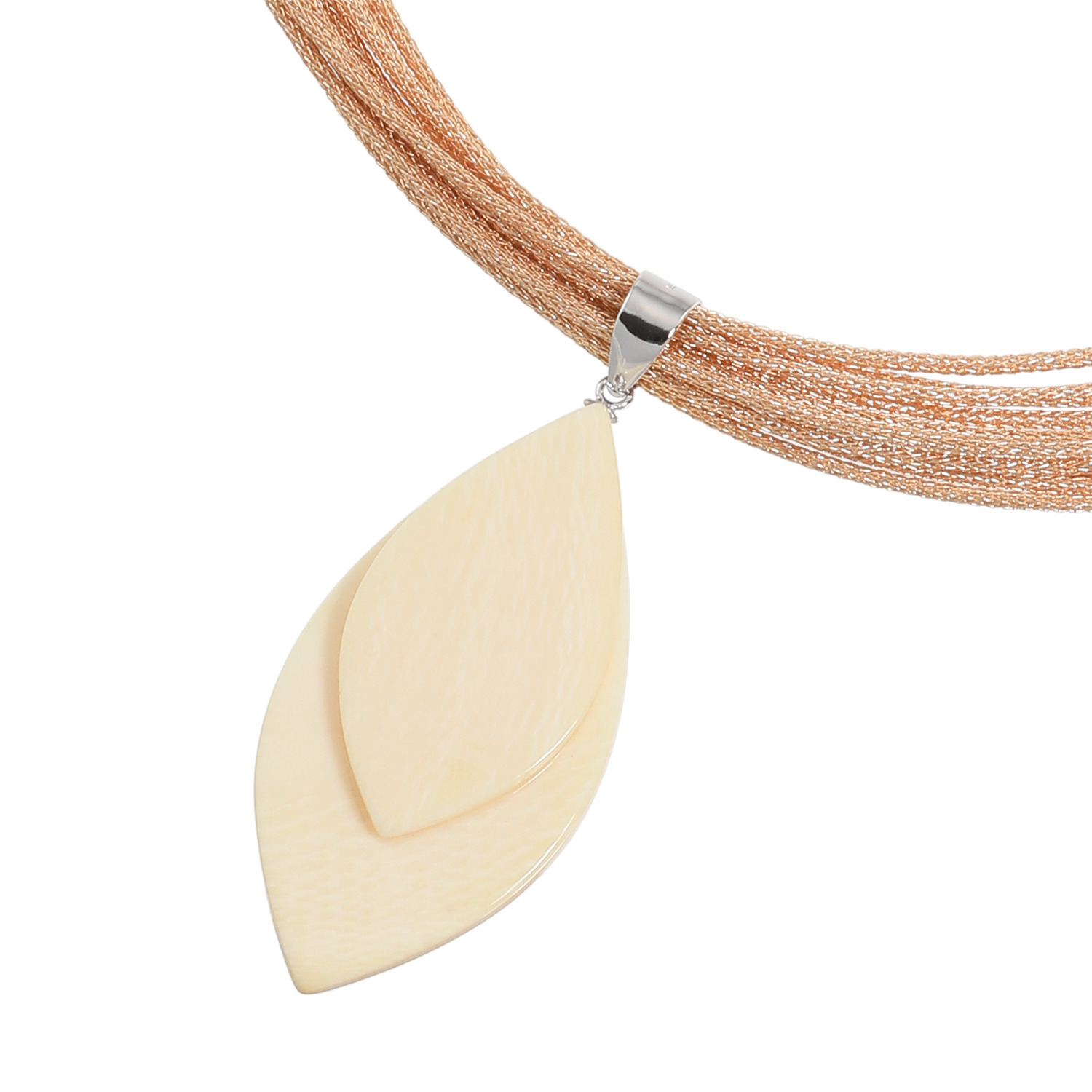 上方象牙 象牙 リーフモティーフ コードペンダント