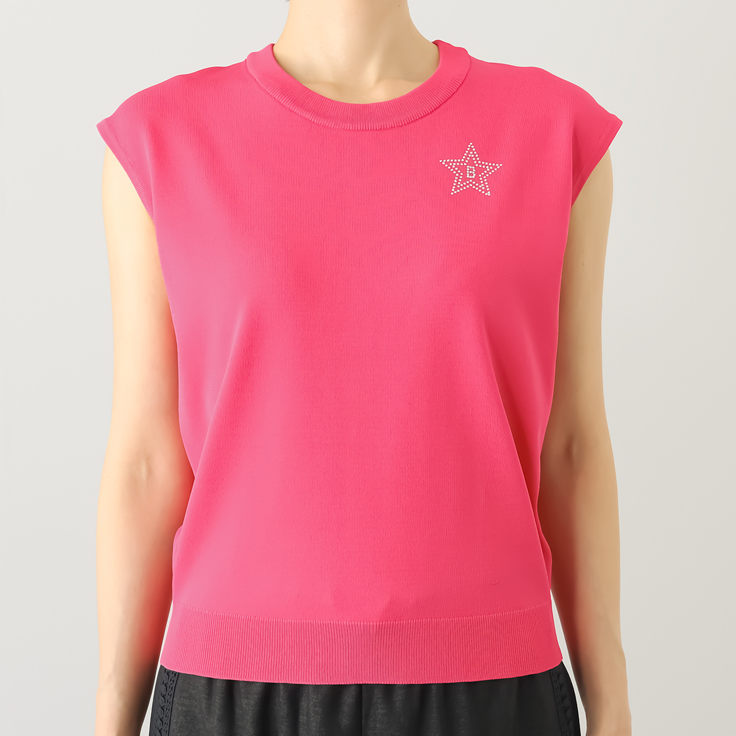 ブルーコレクション キラキラがたまらない！ ラインストーンアクセント フレンチスリーブ ニットトップス