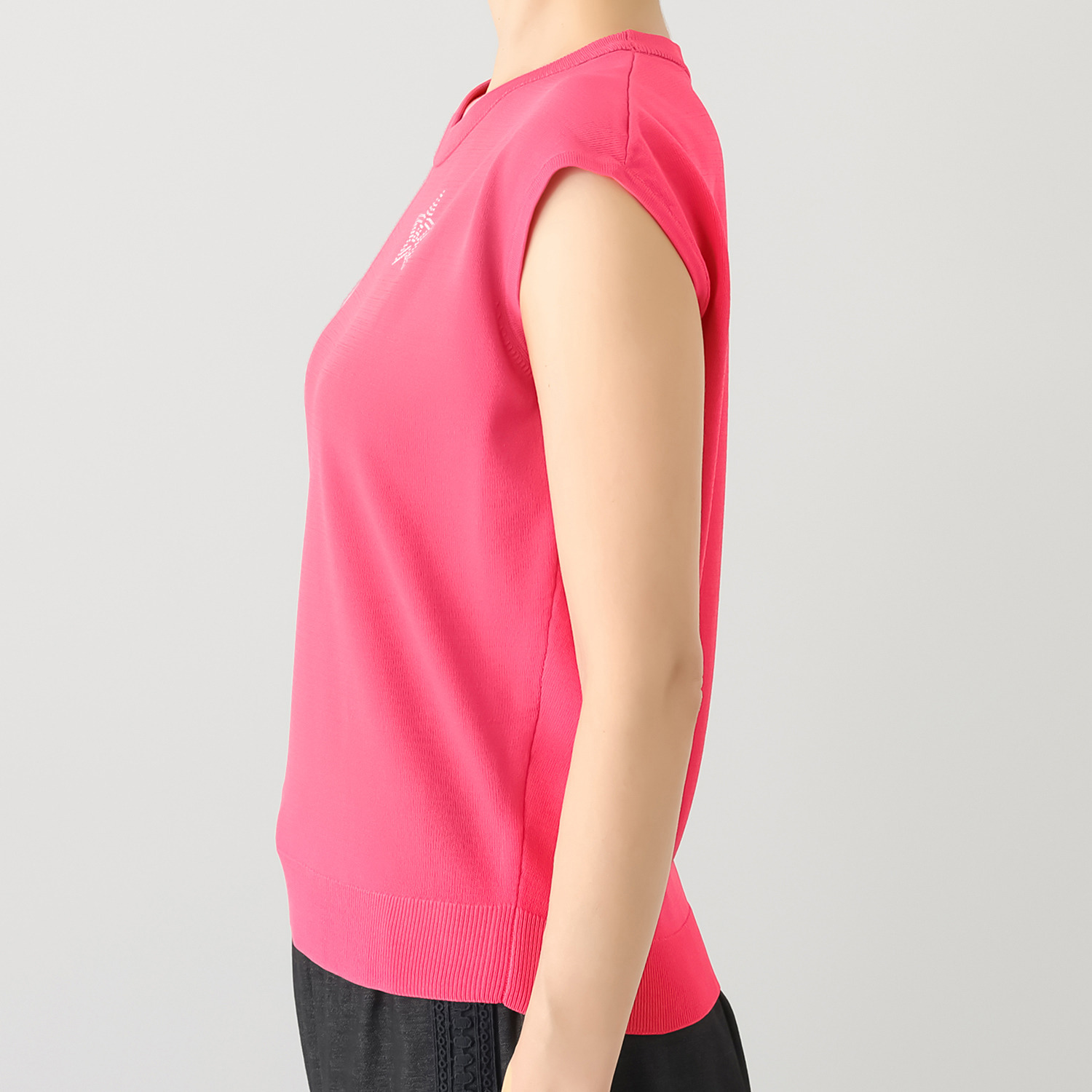 ブルーコレクション キラキラがたまらない！ ラインストーンアクセント フレンチスリーブ ニットトップス