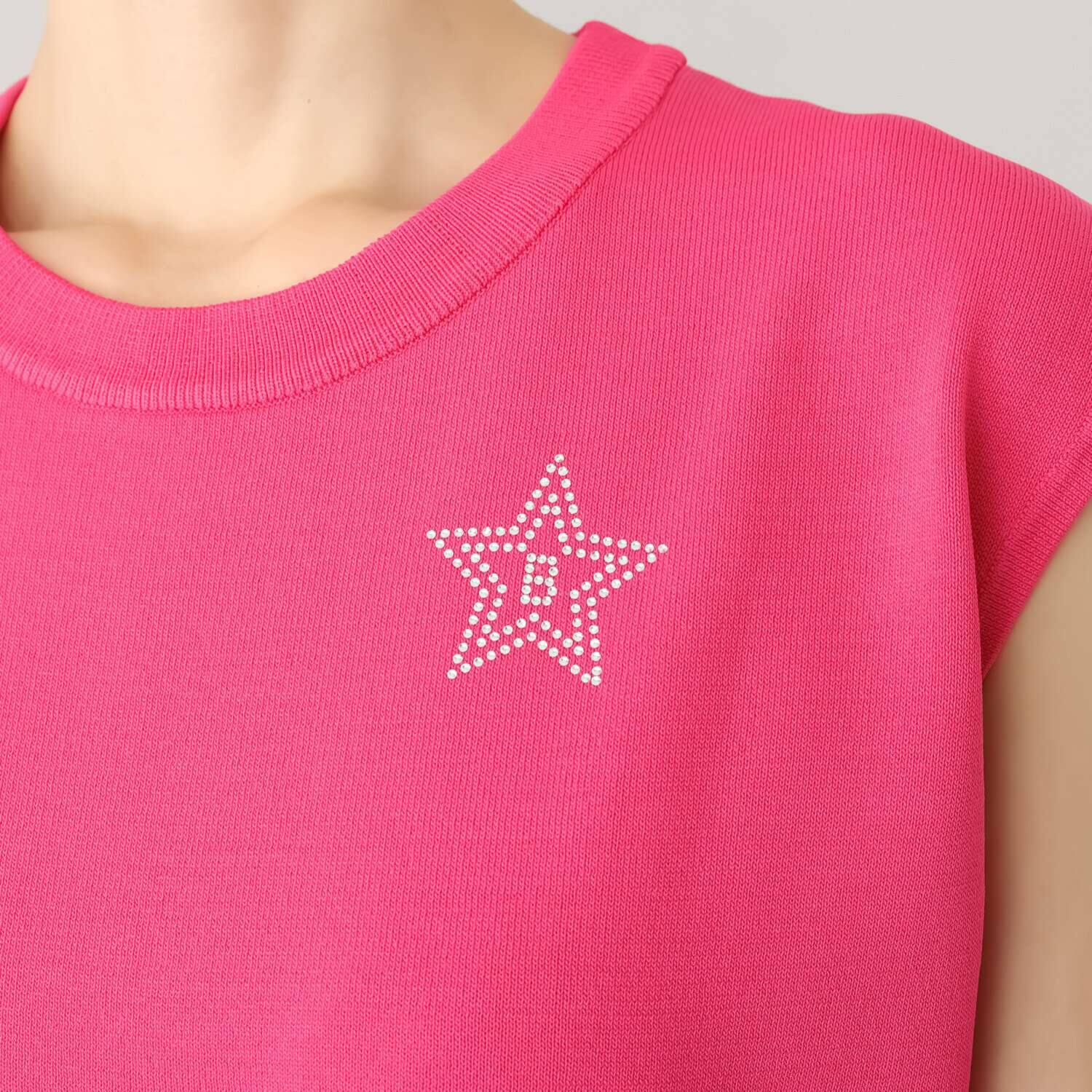 ブルーコレクション キラキラがたまらない！ ラインストーンアクセント フレンチスリーブ ニットトップス