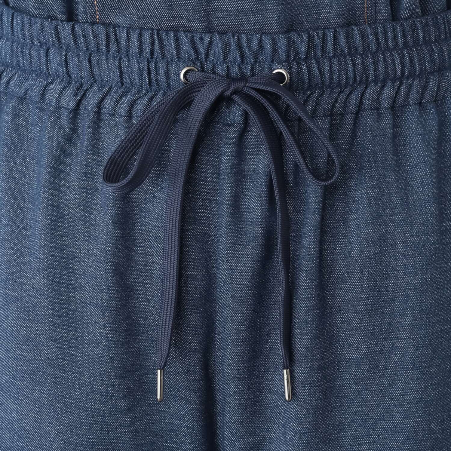 ブルーコレクション ラインレースで スッキリ見え デニム調ワイドパンツ