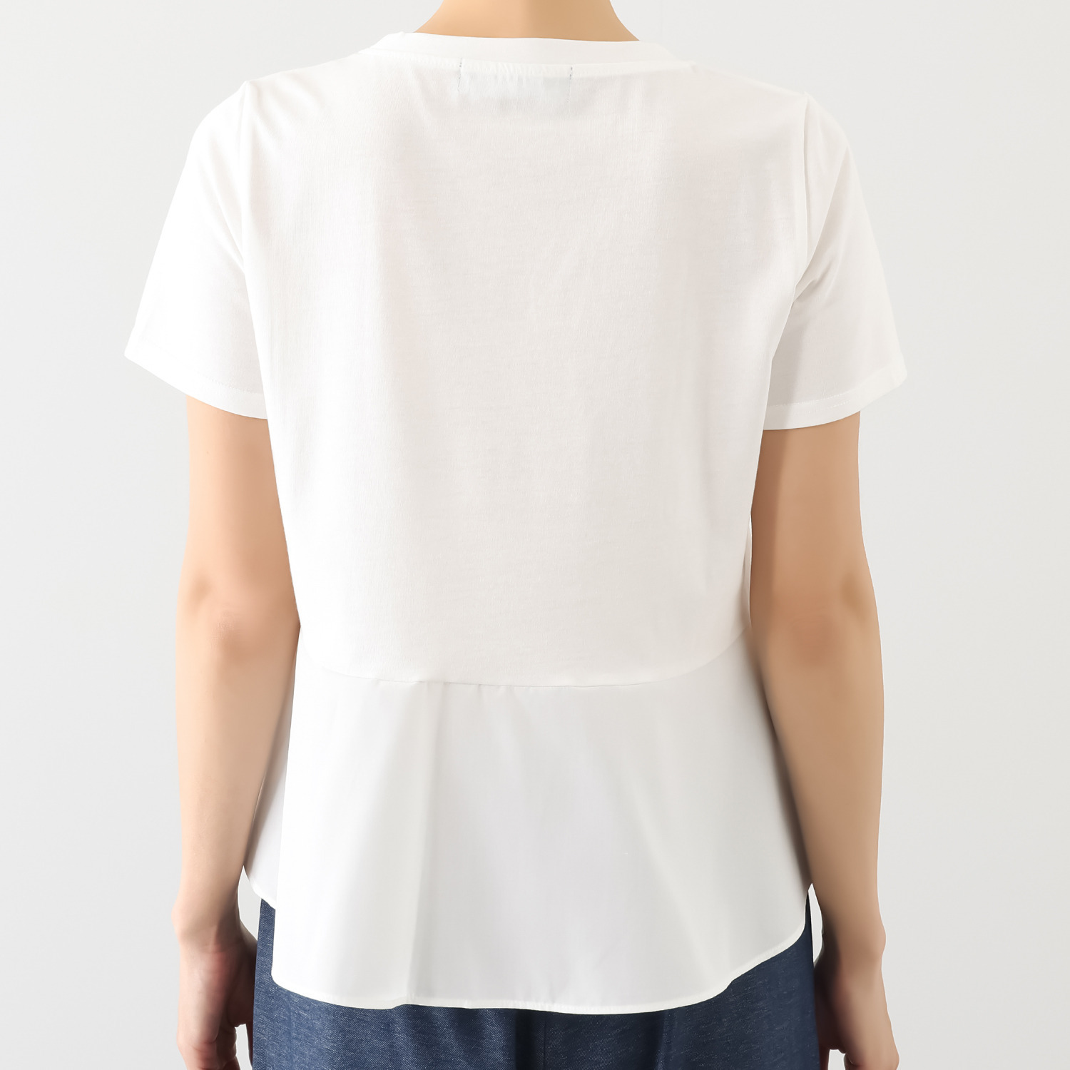 ブルーコレクション リボンデザイン アシンメトリー ペプラムトップス