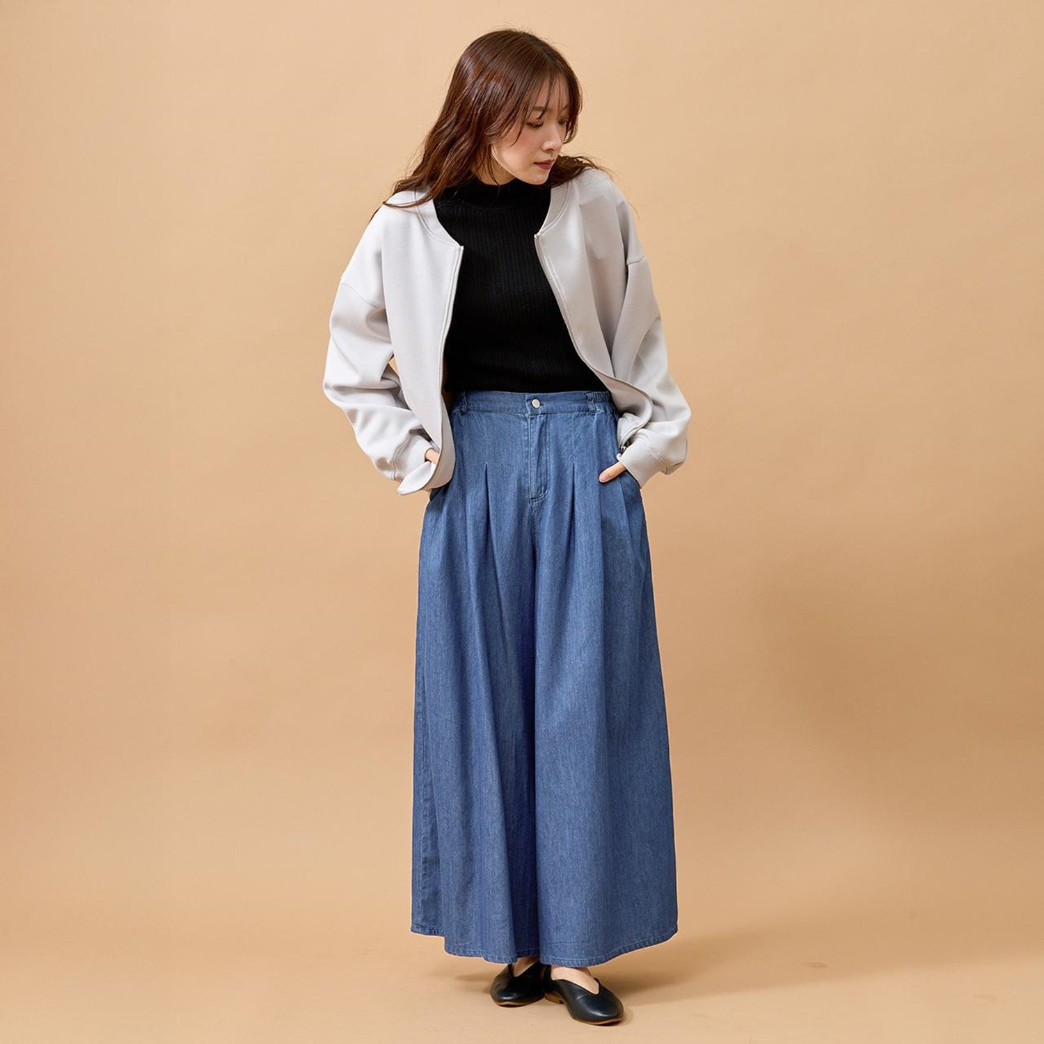 エムエムオー ４．５オンスデニム タックワイドパンツ