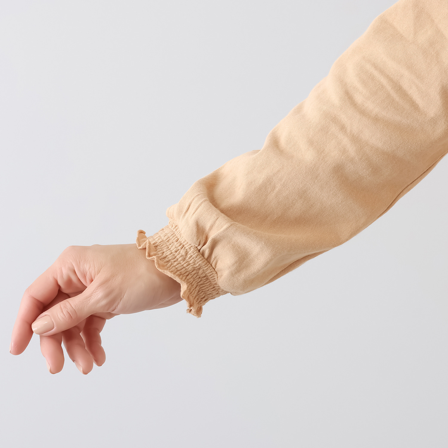 エムエムオー コットン天竺 シャーリング 長袖トップス