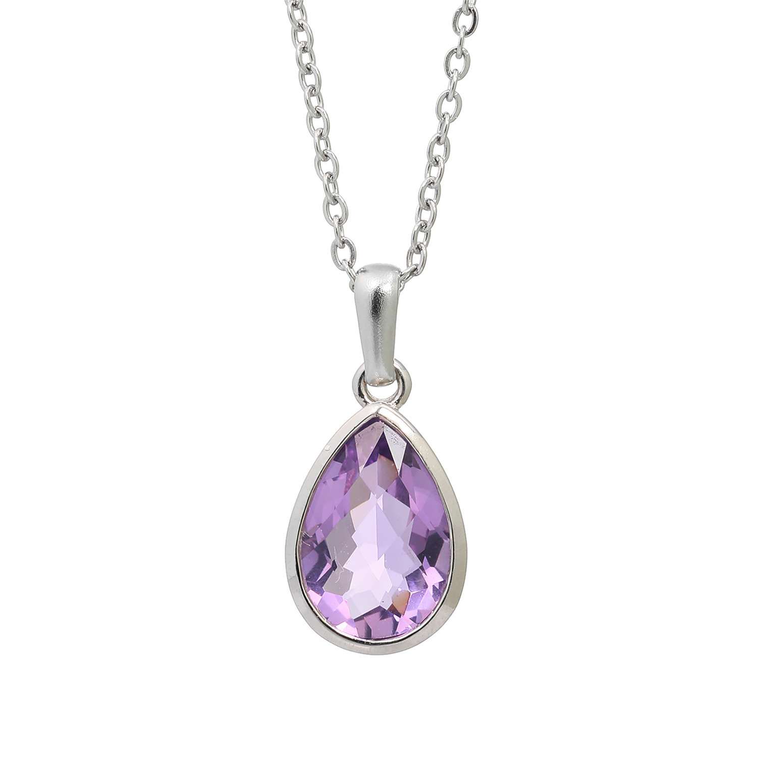 イーシア シルバー＆ステンレス ジェムストーン ペアシェイプペンダント