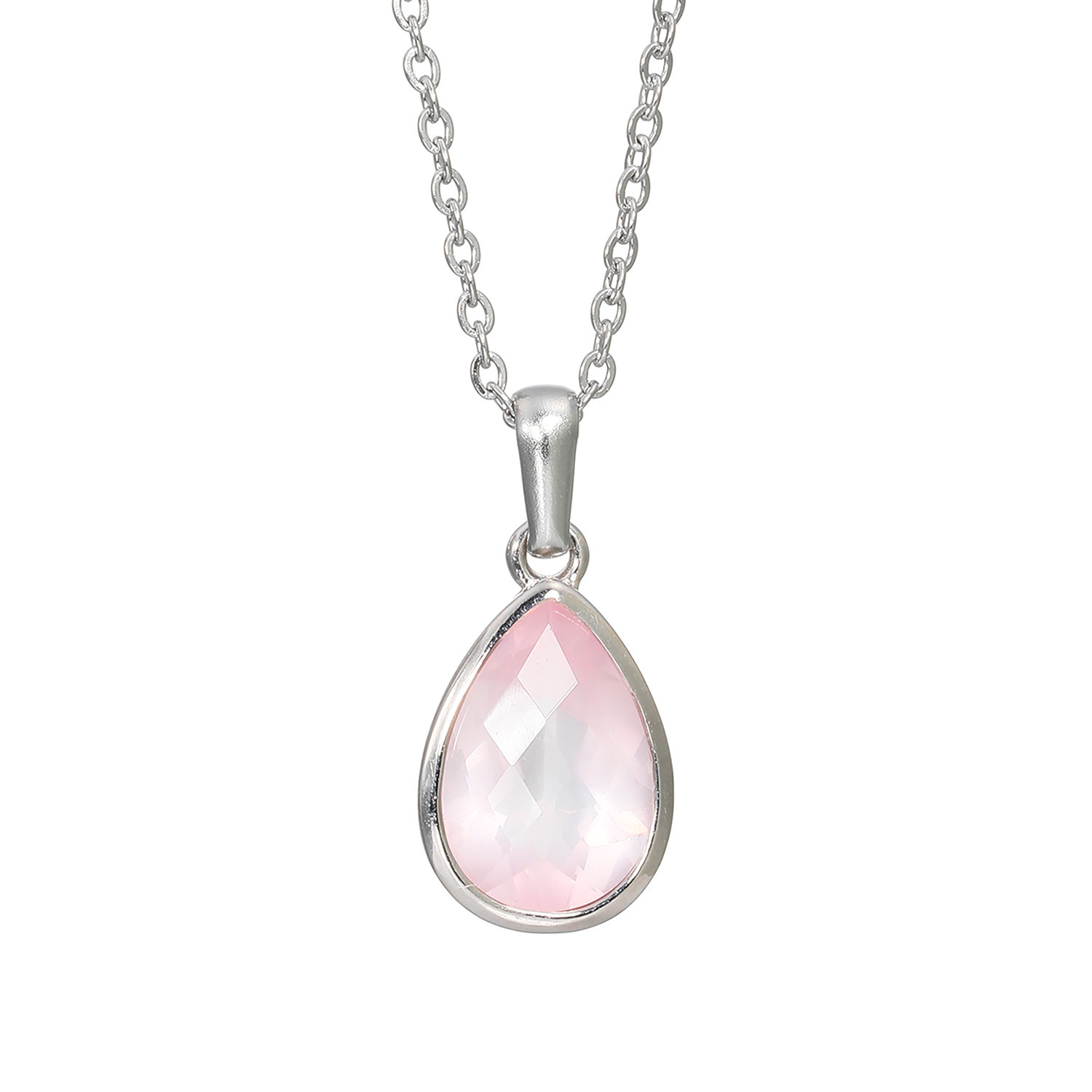 イーシア シルバー＆ステンレス ジェムストーン ペアシェイプペンダント