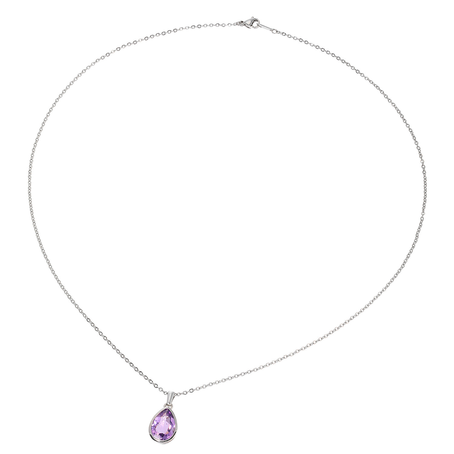 イーシア シルバー＆ステンレス ジェムストーン ペアシェイプペンダント