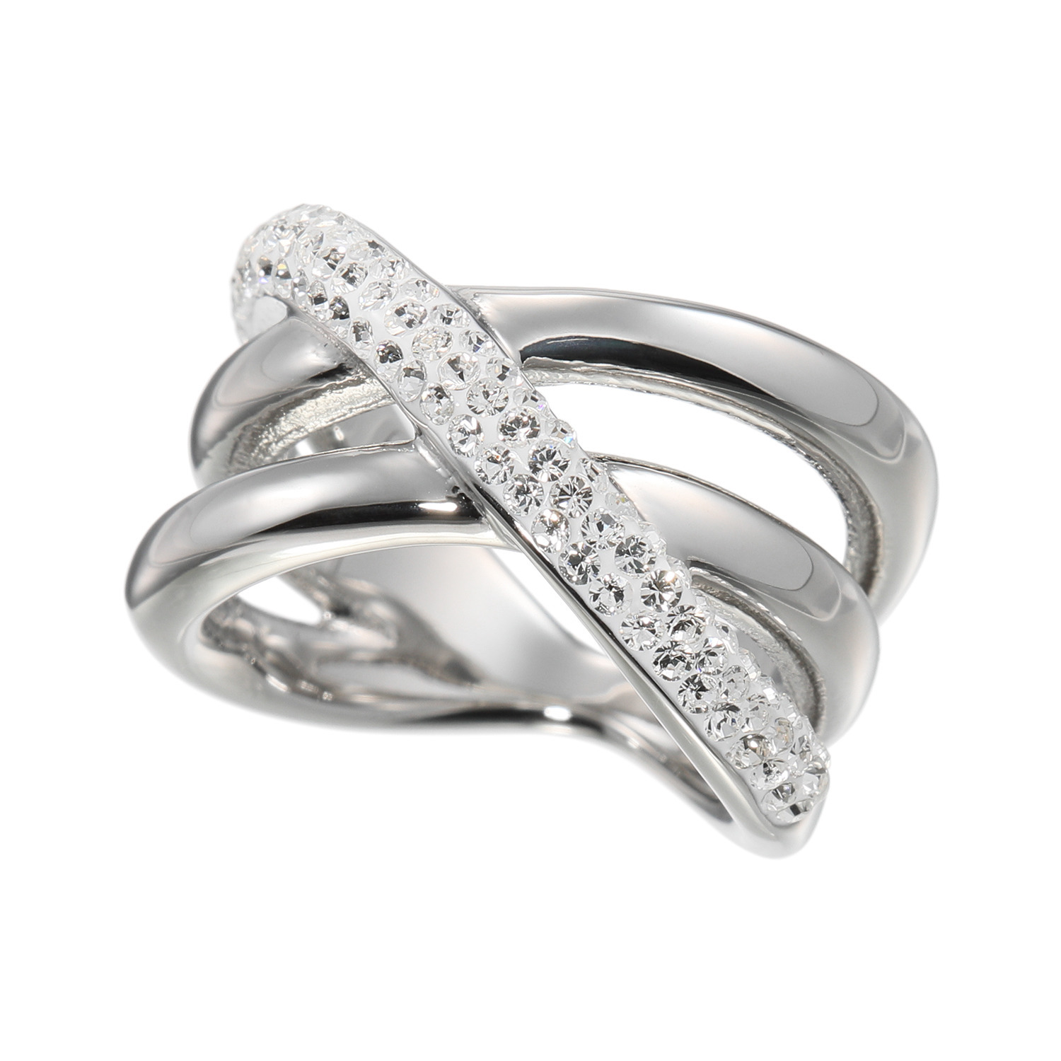 エービーステン ステンレス キラキラビジュウ クロスラインリング