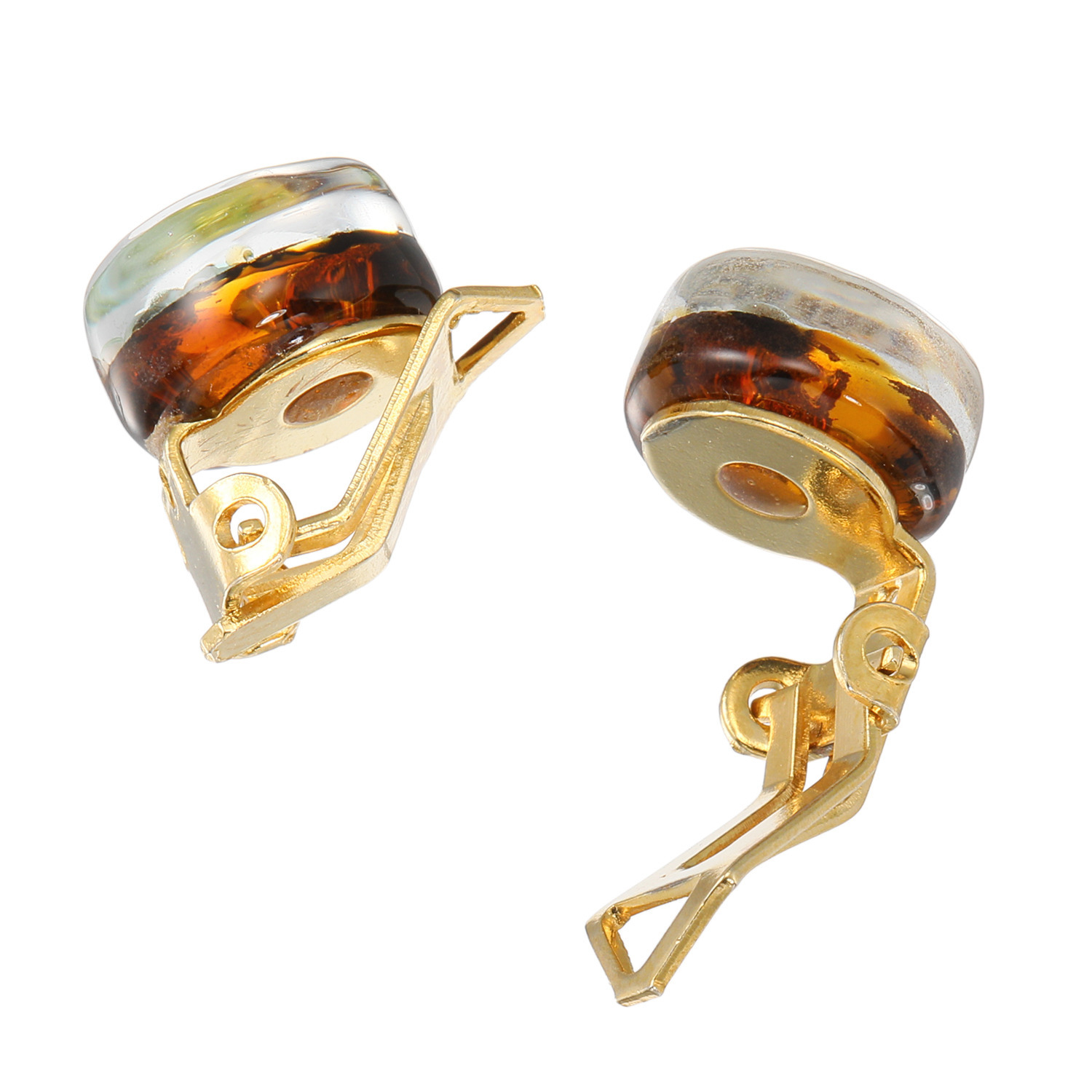 ラグーナ ベネチアンガラス 金箔入り ラウンドイヤリング