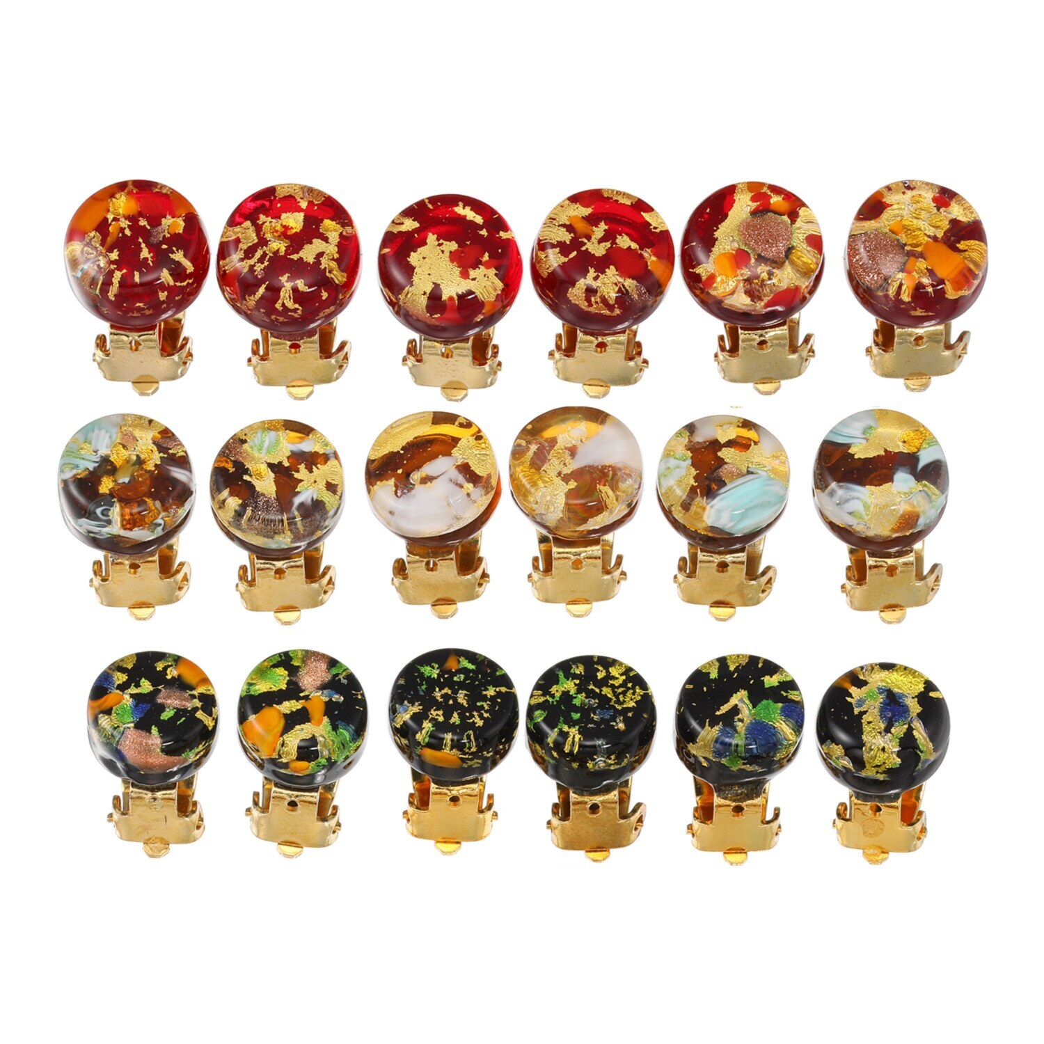 ラグーナ ベネチアンガラス 金箔入り ラウンドイヤリング