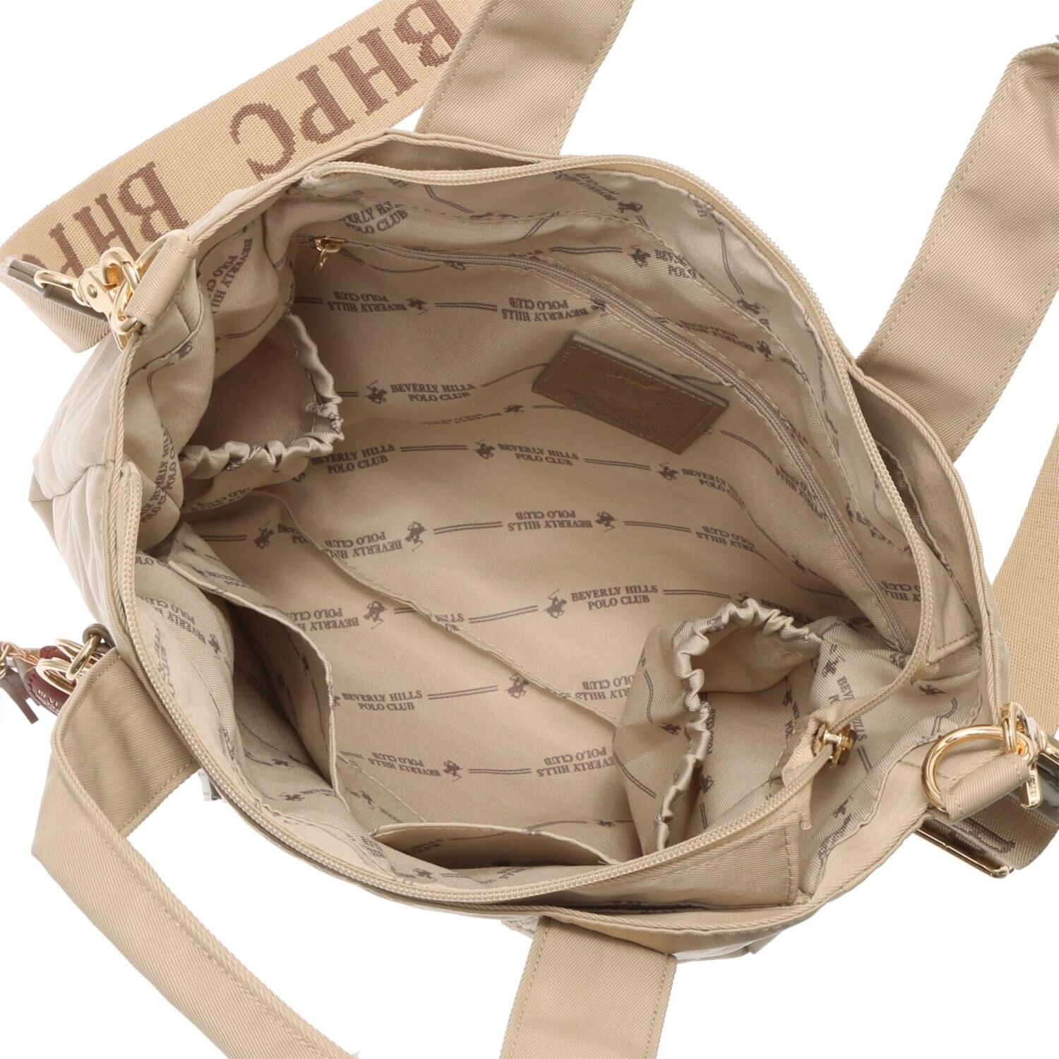 ビバリーヒルズ ポロクラブ ホースチャーム付 軽量なのに多収納 たっぷり１０ポケット ２ウェイトートバッグ