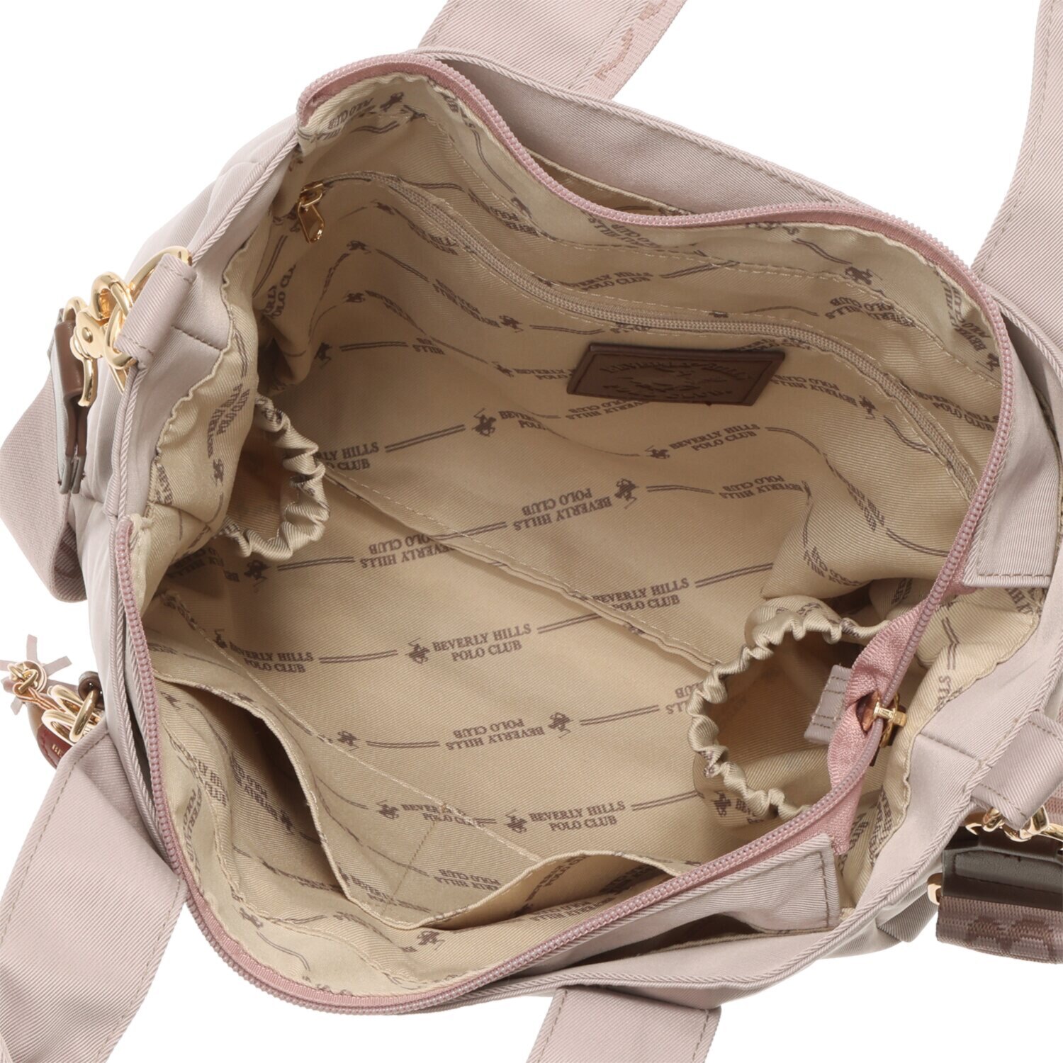 ビバリーヒルズ ポロクラブ ホースチャーム付 軽量なのに多収納 たっぷり１０ポケット ２ウェイトートバッグ