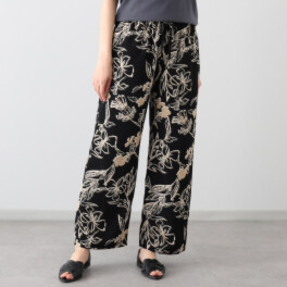 フーア ボタニカル柄 プリント イージーパンツ